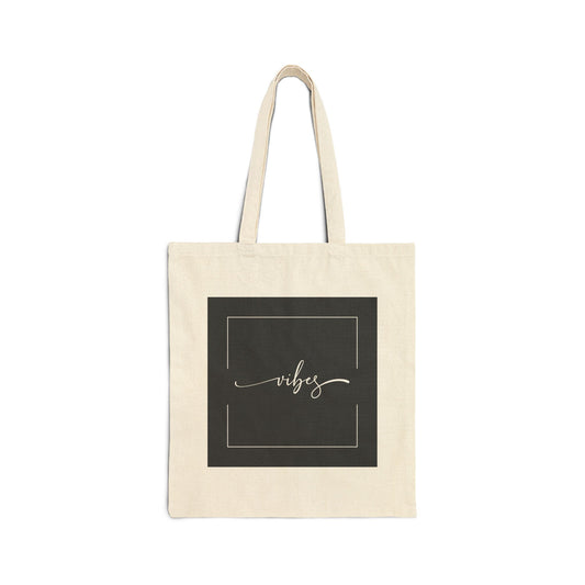 Minimalist 'Vibes' Cotton Canvas Tote Bag for Everyday Use