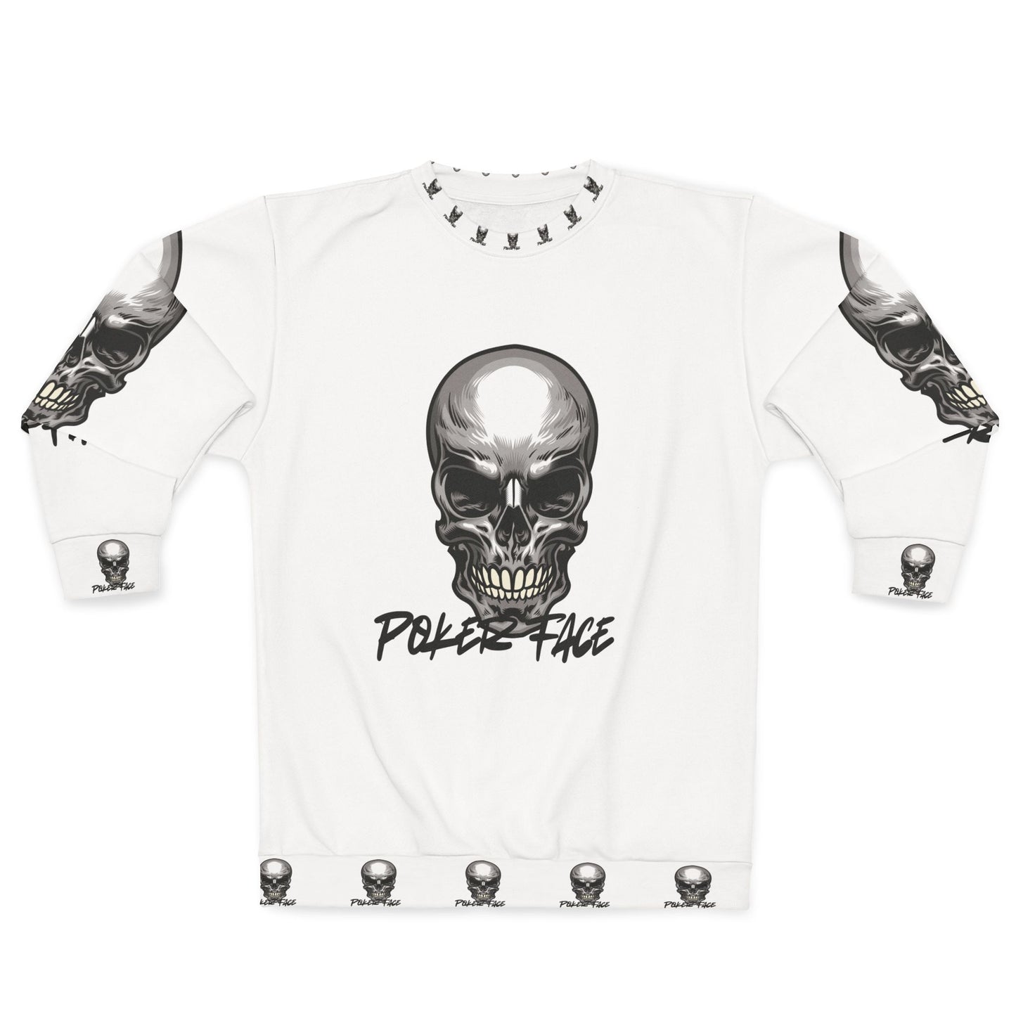 Edgy Poker Face Unisex Sweatshirt - Skull Graphic Design for Bold Style