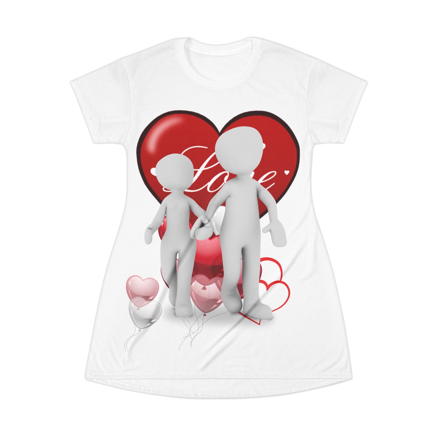 Love Heart T-Shirt Dress for Couples - Cute Romantic Gift