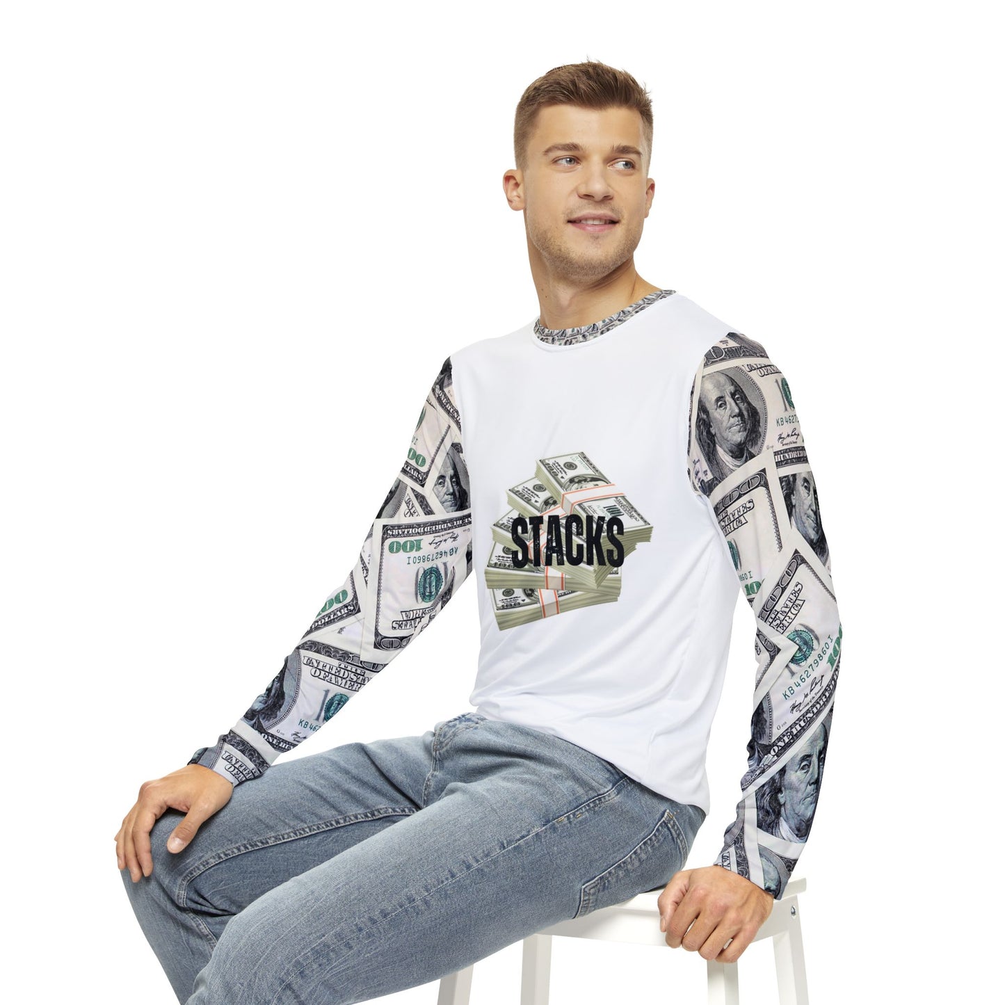 Stacks Collection Long Sleeve Shirt - 'Stacks' Money Graphic Tee