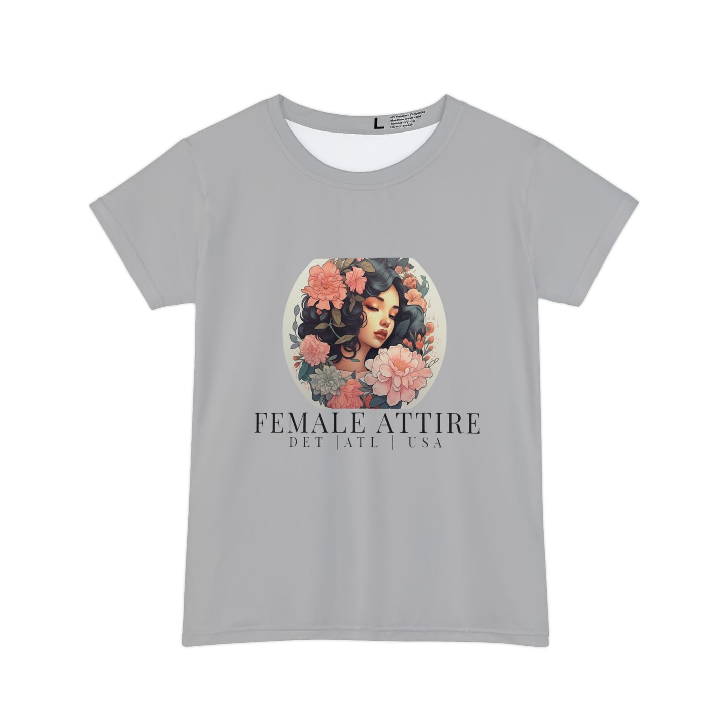 Feminine Floral Graphic Tee - 'Female Attire' Short Sleeve Shirt