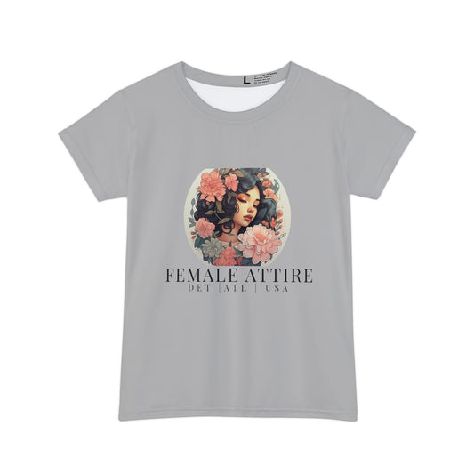 Feminine Floral Graphic Tee - 'Female Attire' Short Sleeve Shirt