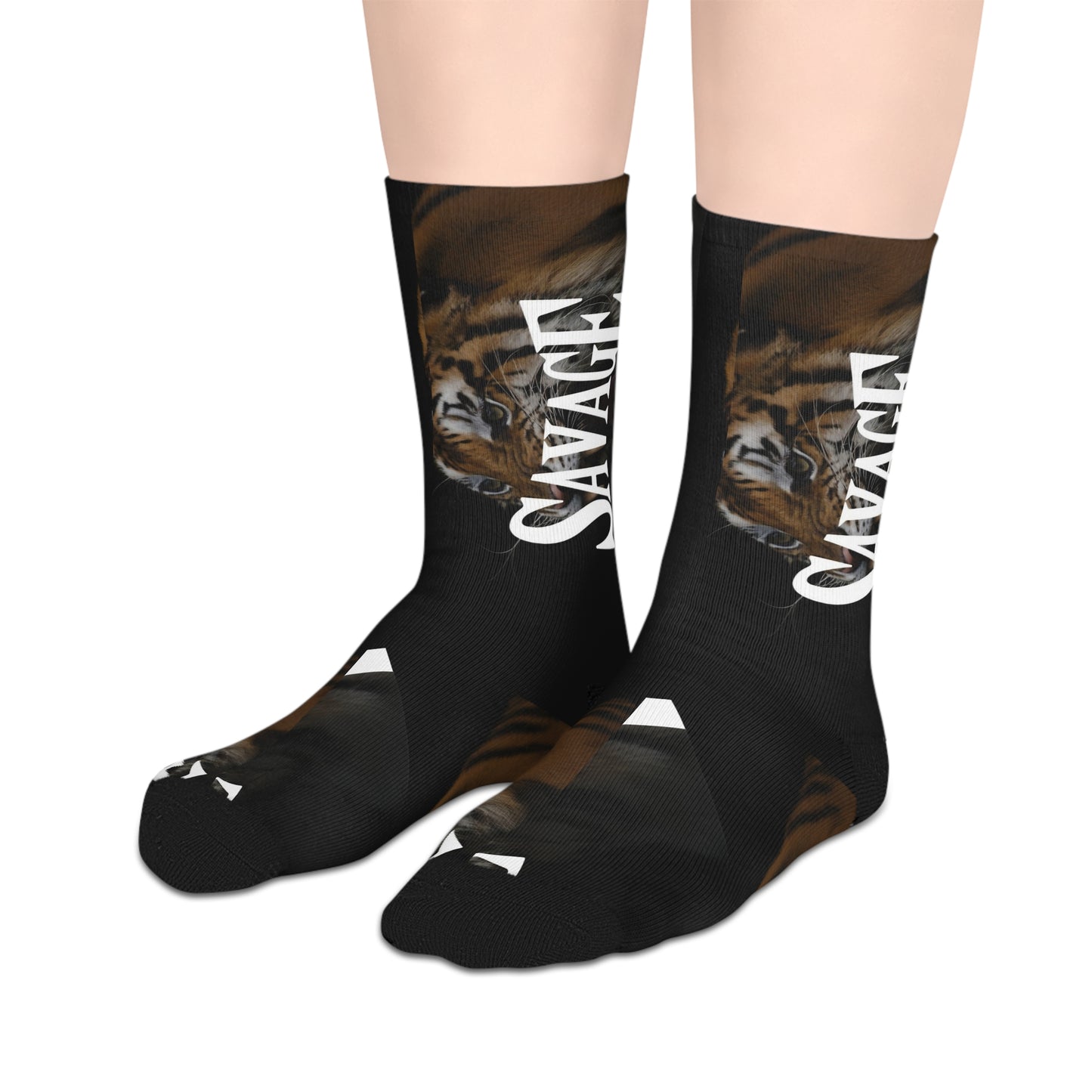 Savage Tiger Mid-Length Socks - Unique Design for Creative Souls