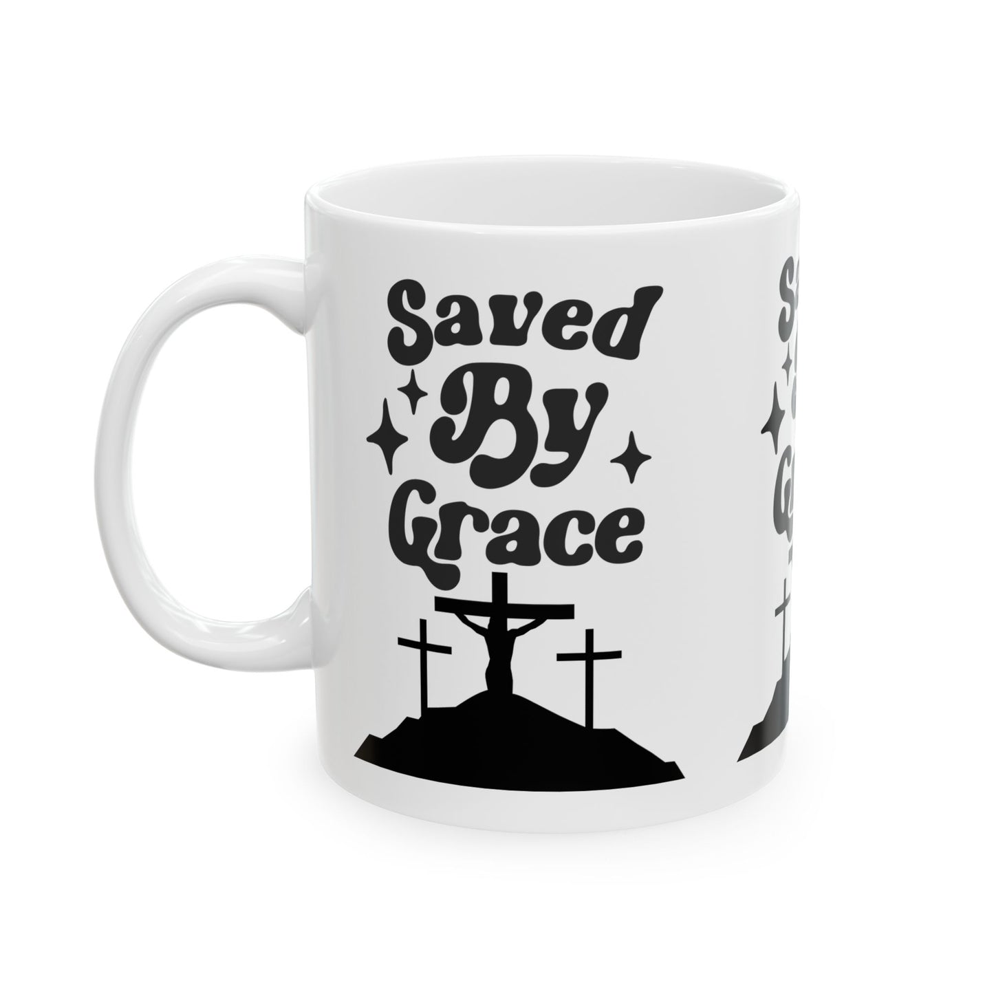 Saved By Grace Ceramic Mug - Faith-Inspired Coffee Cup for Christians