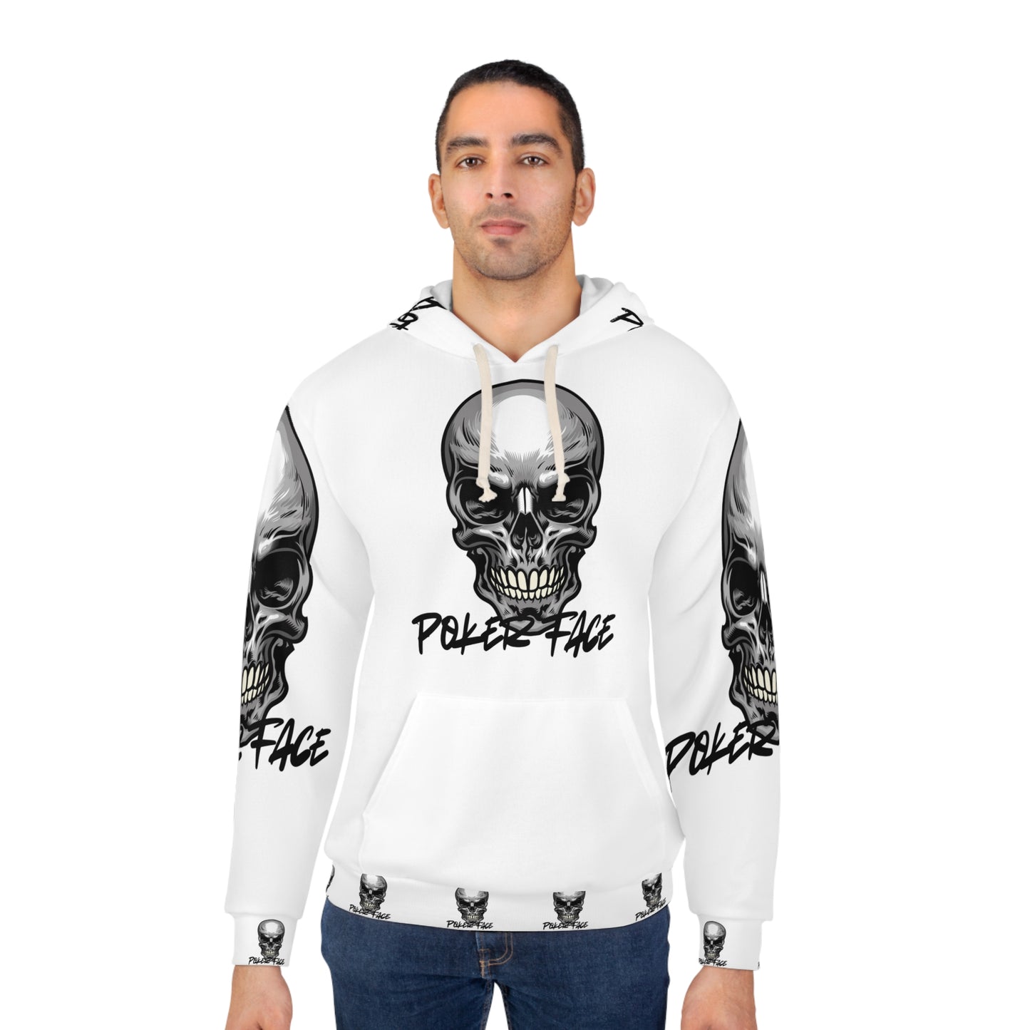 Bold Poker Face Skull Unisex Pullover Hoodie