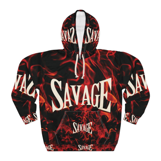 Savage Flame Unisex Pullover Hoodie - Bold & Edgy Streetwear