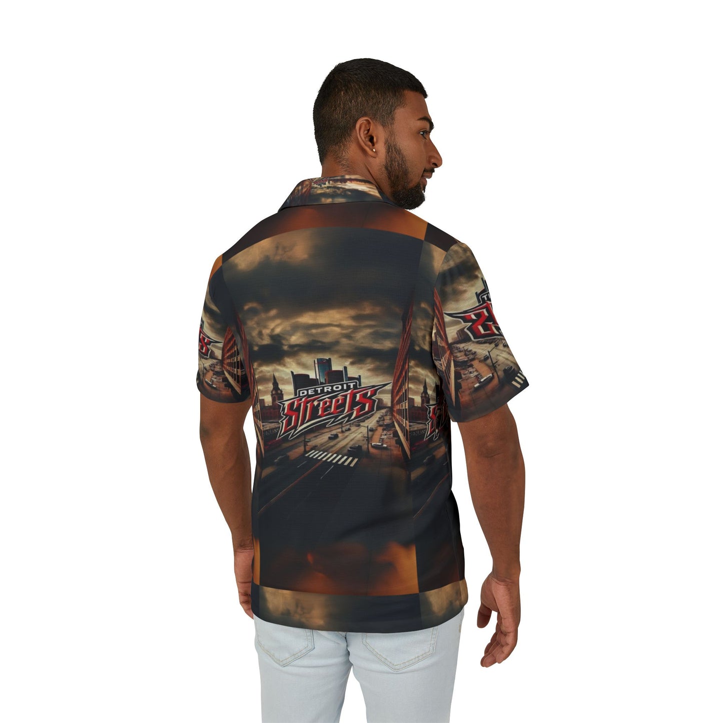 Detroit Streets Men's Hawaiian Camp Shirt - Retro Vibe for Summer Adventures