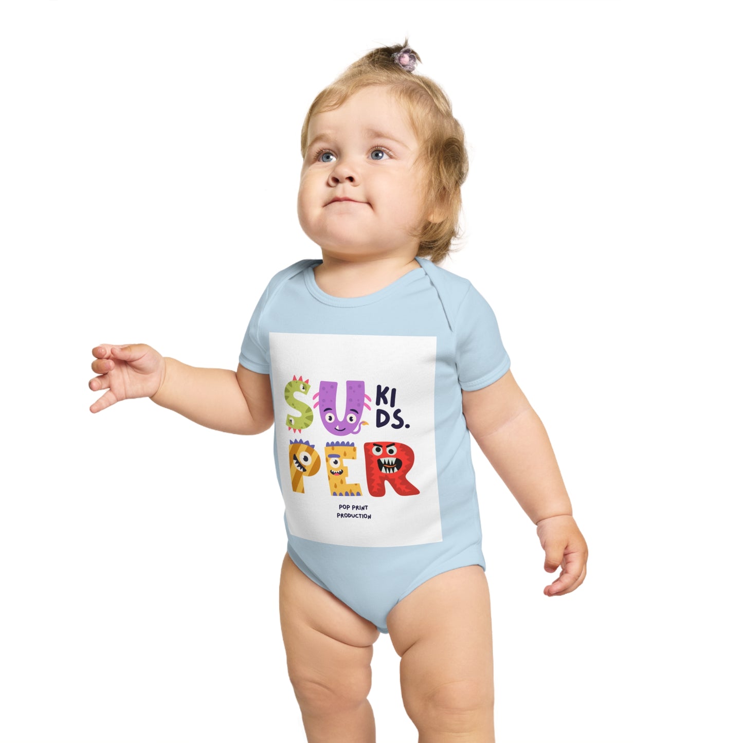 Super Kids Short Sleeve Baby Bodysuit - Fun & Colorful Design for Playful Infants