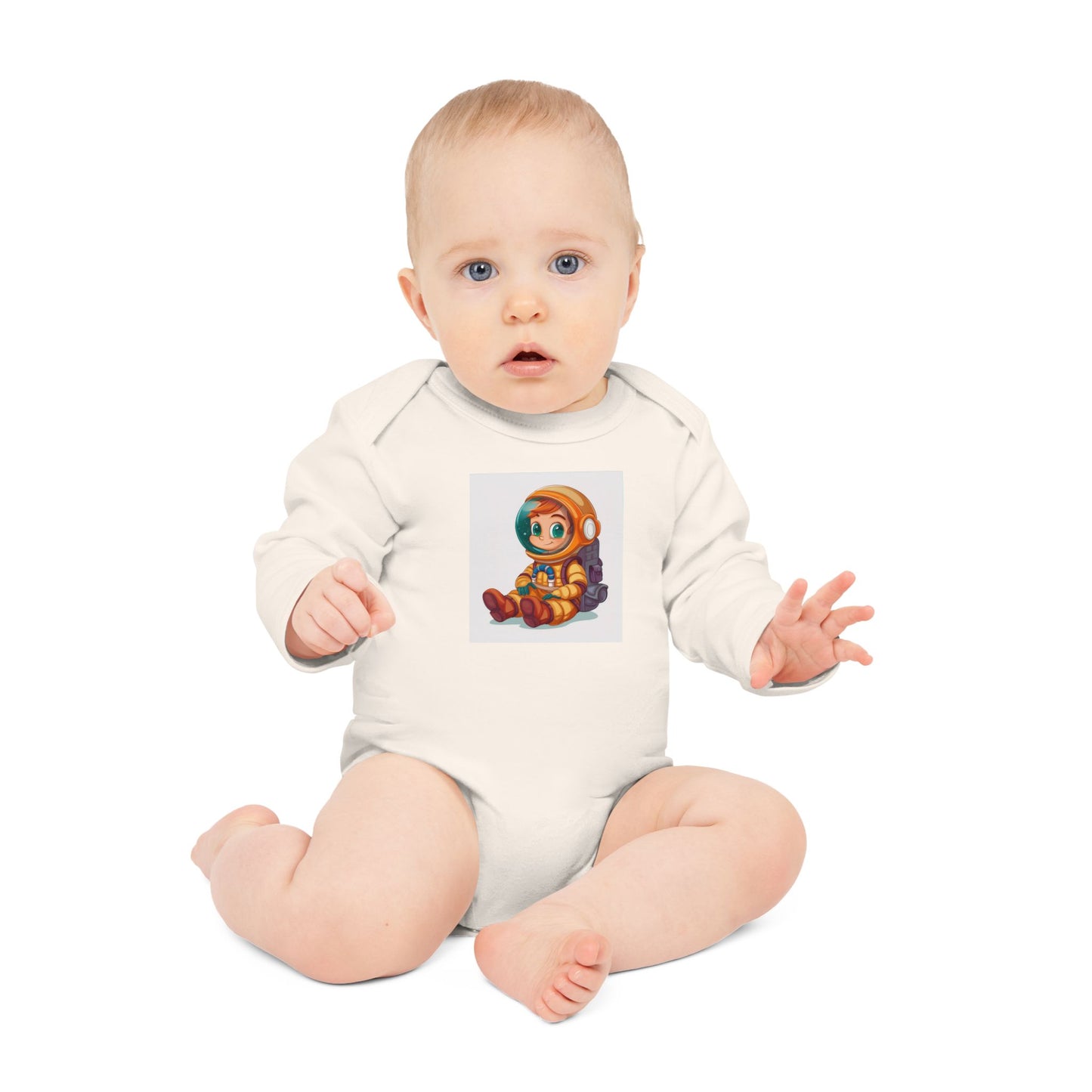 Cute Astronaut Baby Long-Sleeve Organic Bodysuit | Perfect for Newborns and Toddlers