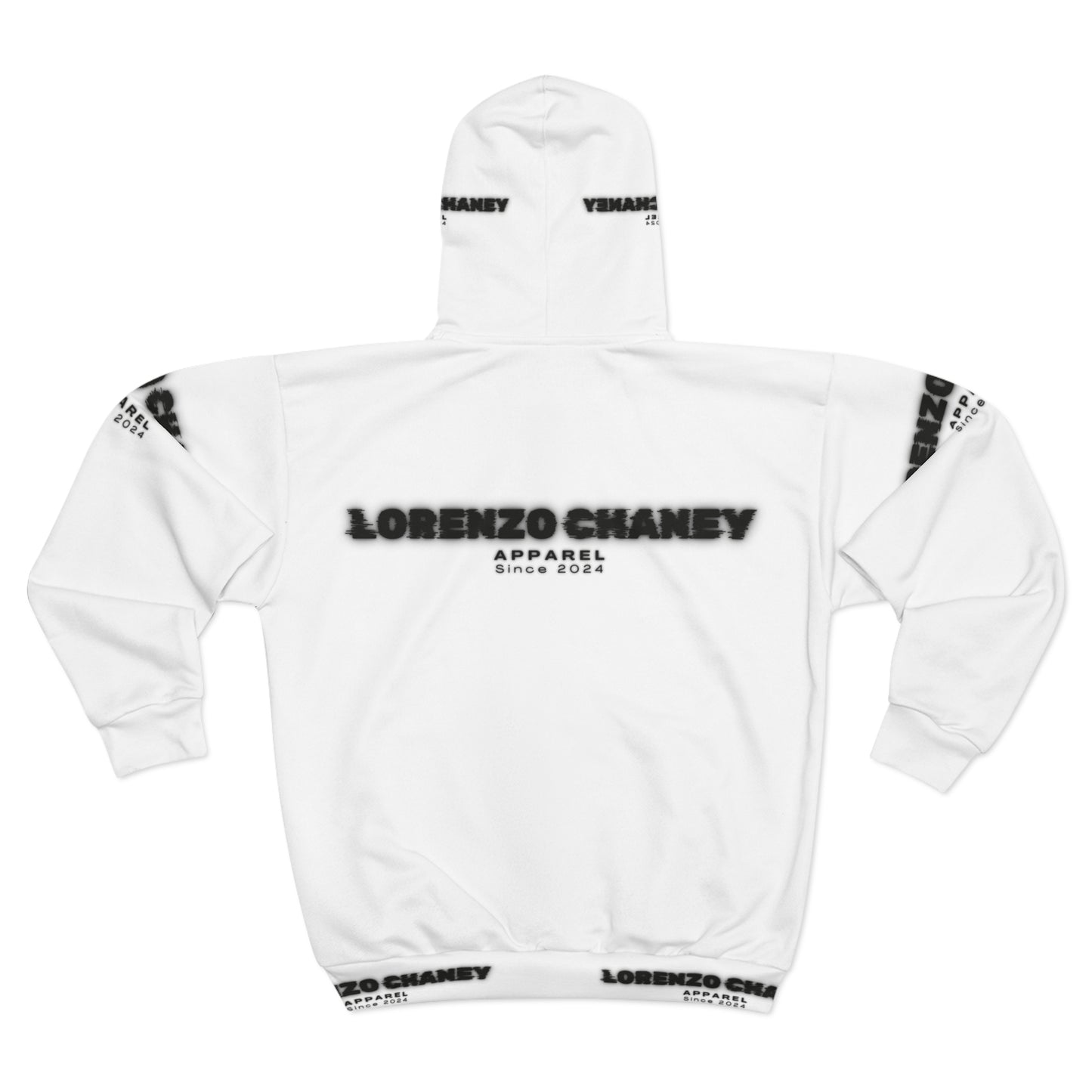 Lorenzo Chaney Trendy Unisex Zip Hoodie with Bold Logo - Perfect for Casual Days and Streetwear Style