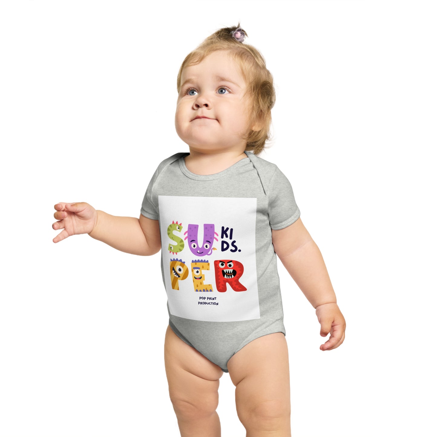 Super Kids Short Sleeve Baby Bodysuit - Fun & Colorful Design for Playful Infants