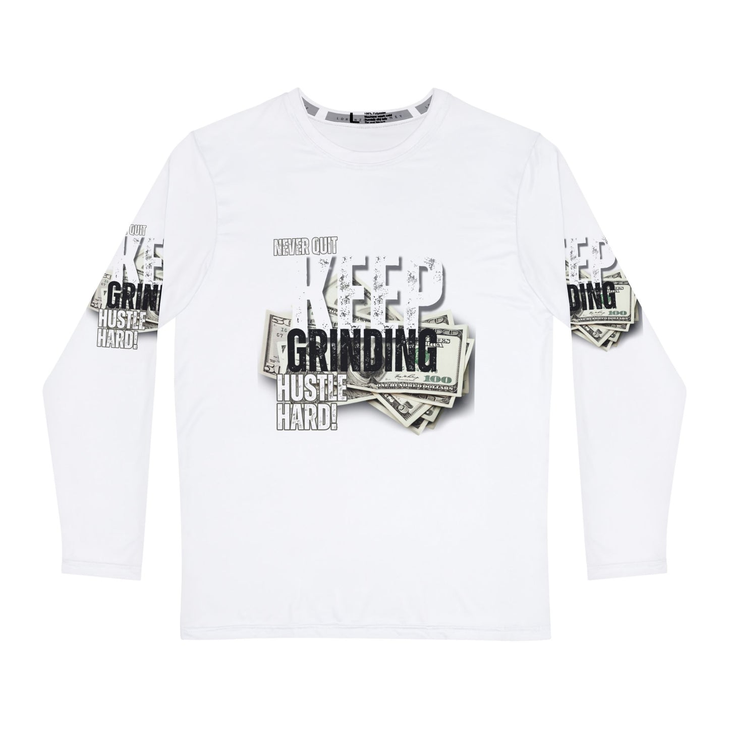 Keep Grinding Men's Long Sleeve Shirt - Motivational Hustle Tee