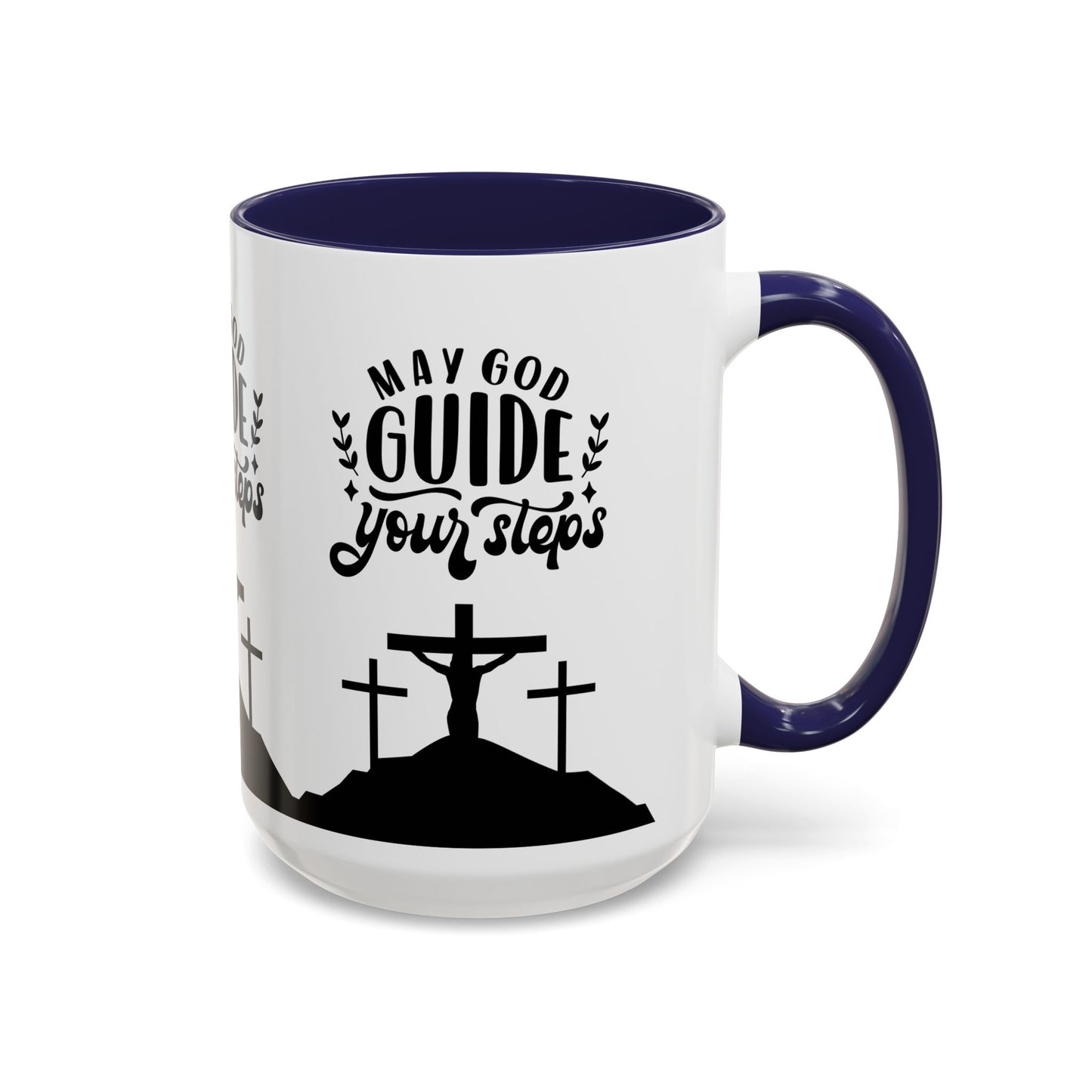 Inspirational Accent Coffee Mug - "May God Guide Your Steps" - Perfect for Faith & Hope