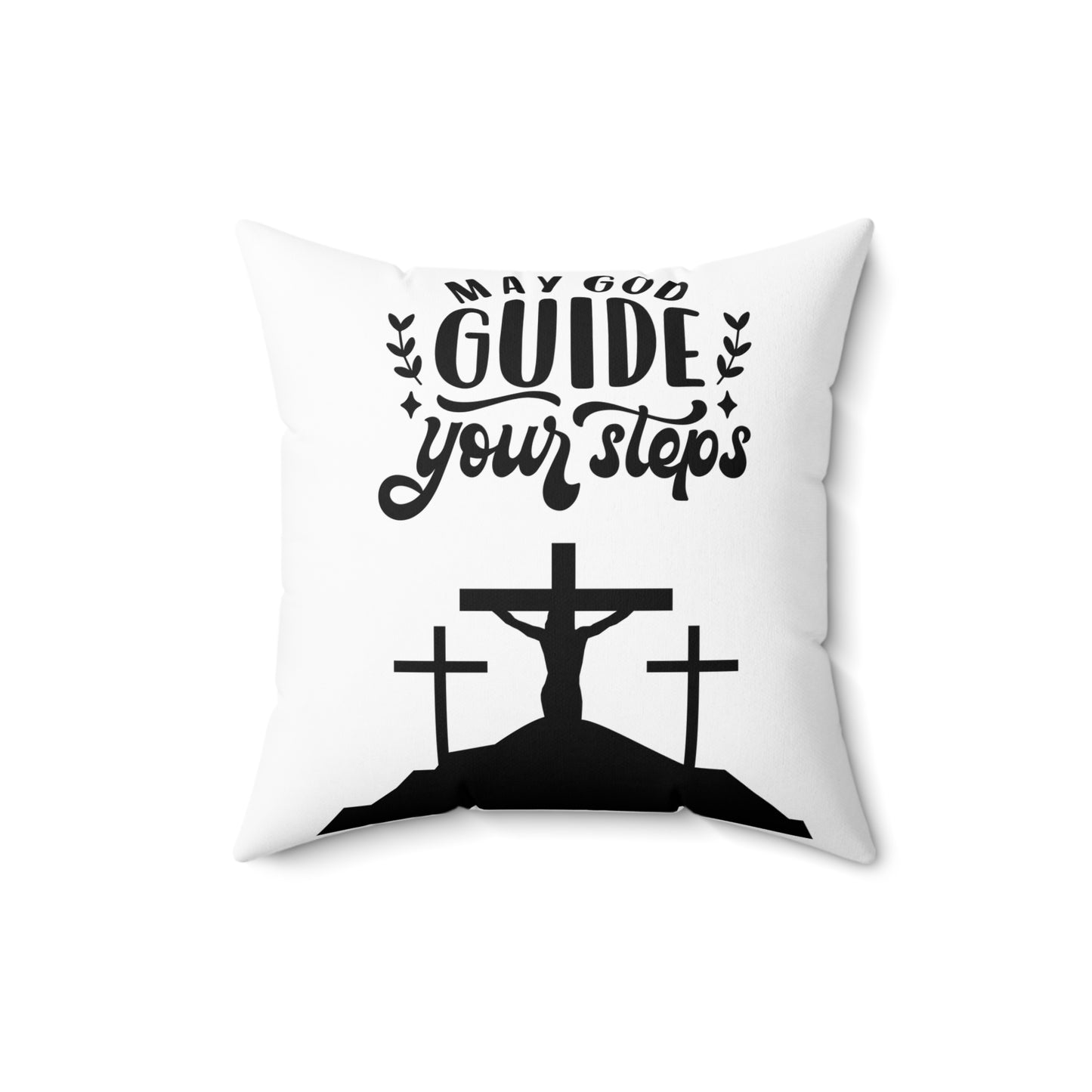 Inspirational Christian Square Pillow - 'May God Guide Your Steps'