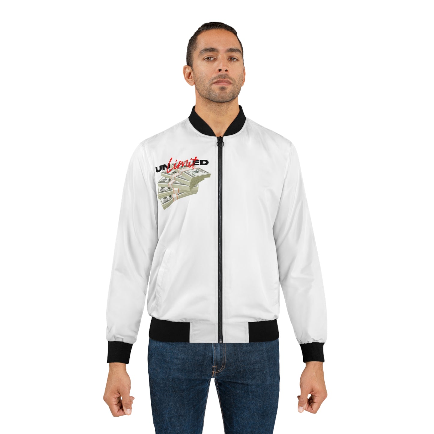 Men's Unlimited Bomber Jacket - Trendy Streetwear with Cash Design