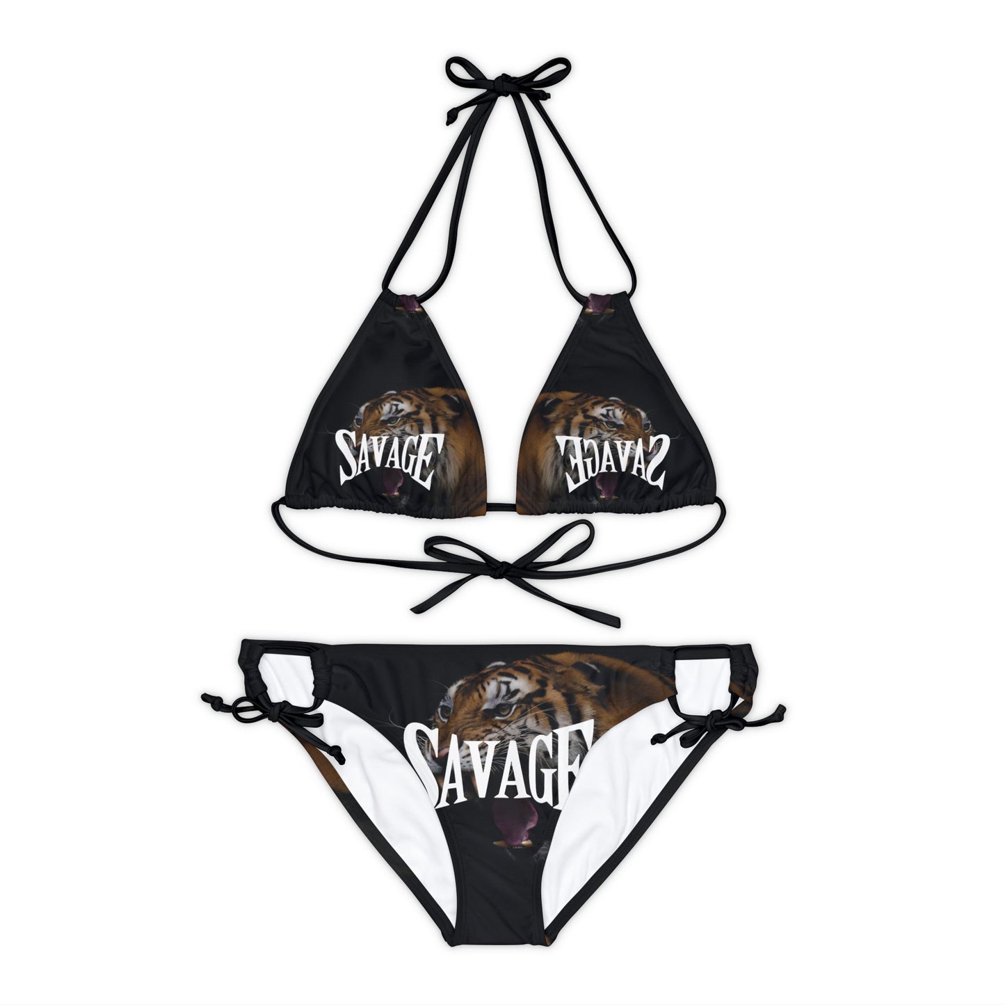 Savage Strappy Bikini Set - Fierce Tiger Print Swimwear for Bold Beach Days