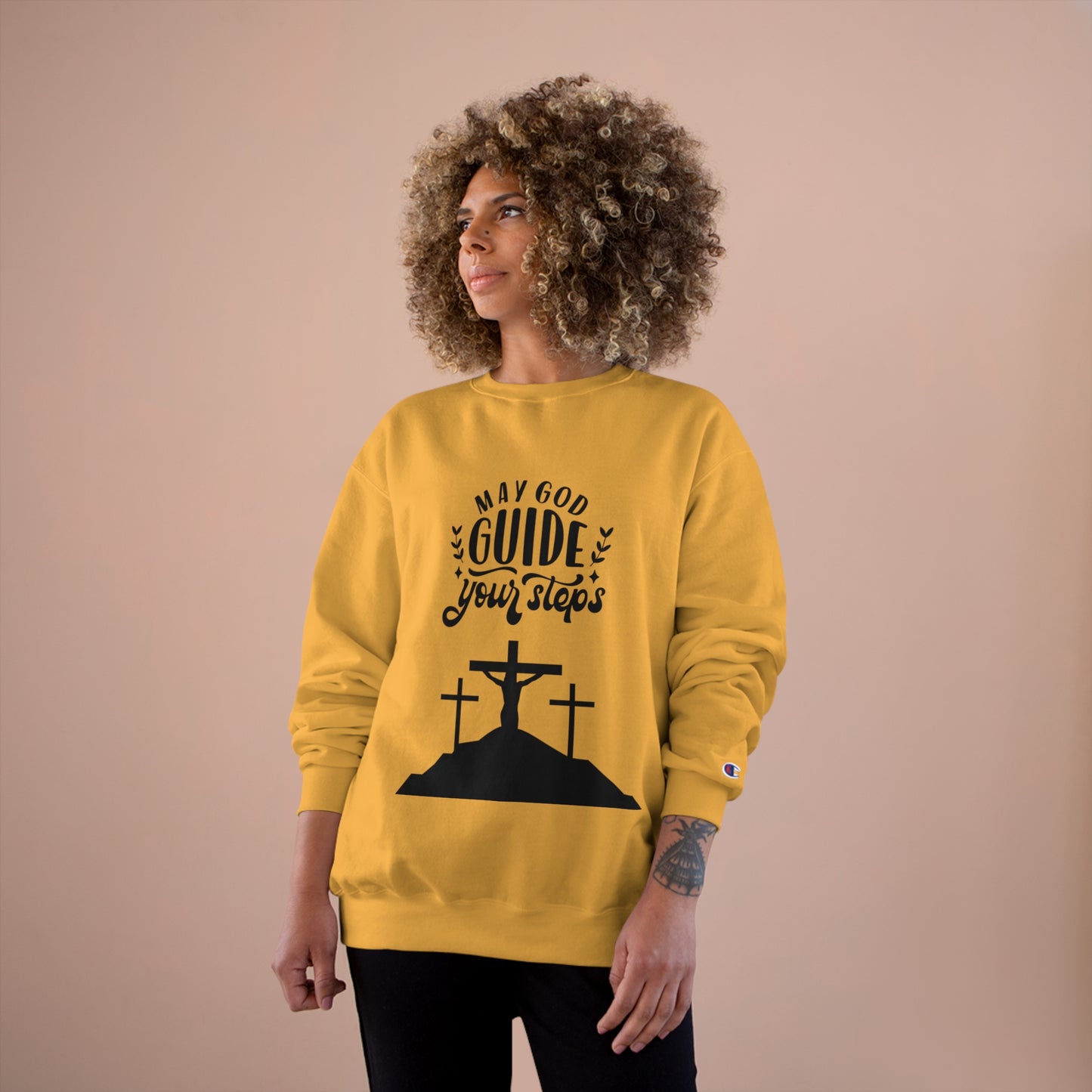 Faith-Inspired Champion Sweatshirt - "May God Guide Your Steps"