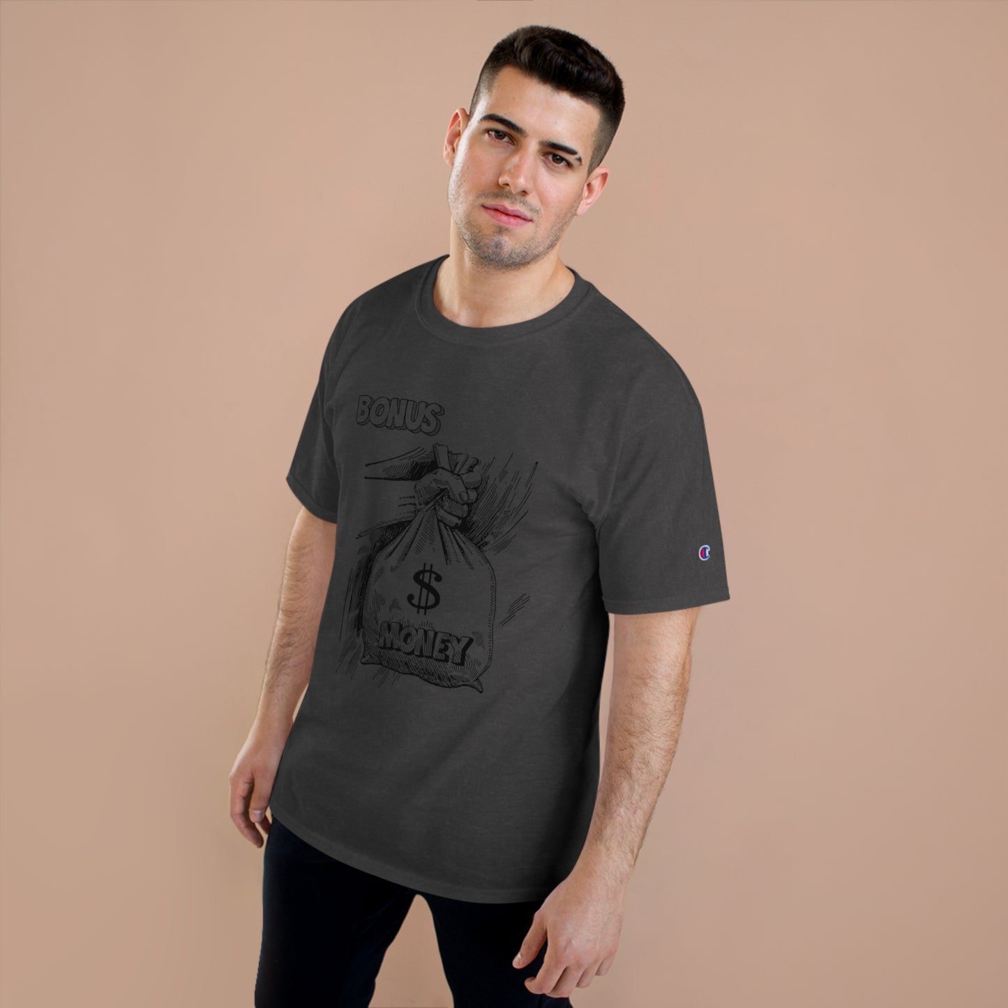 Champion Bonus Money Graphic T-Shirt - Casual Wear for Celebrations & Gift Giving