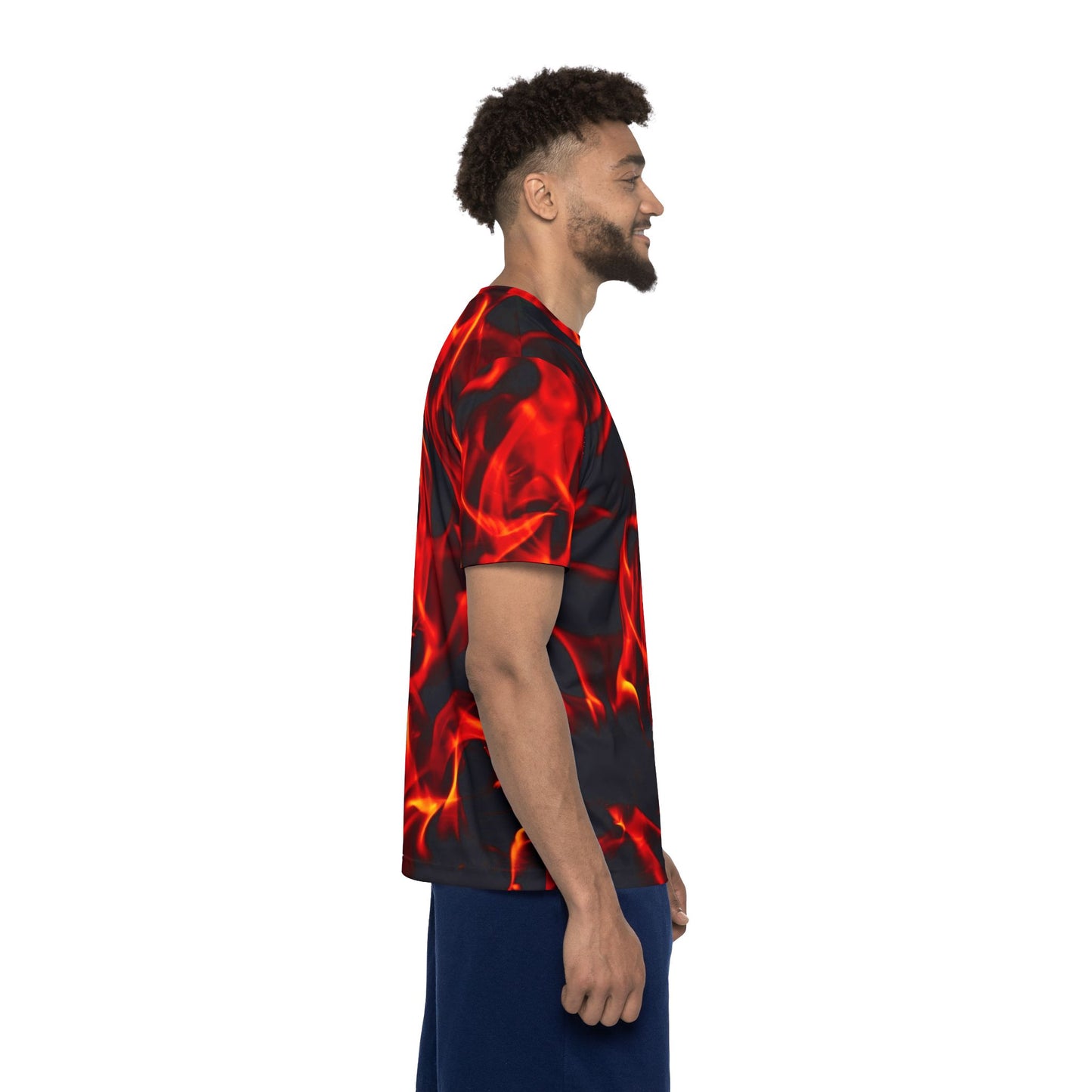 Men's Fire-Print Sports Jersey – Perfect for Game Days and Casual Wear