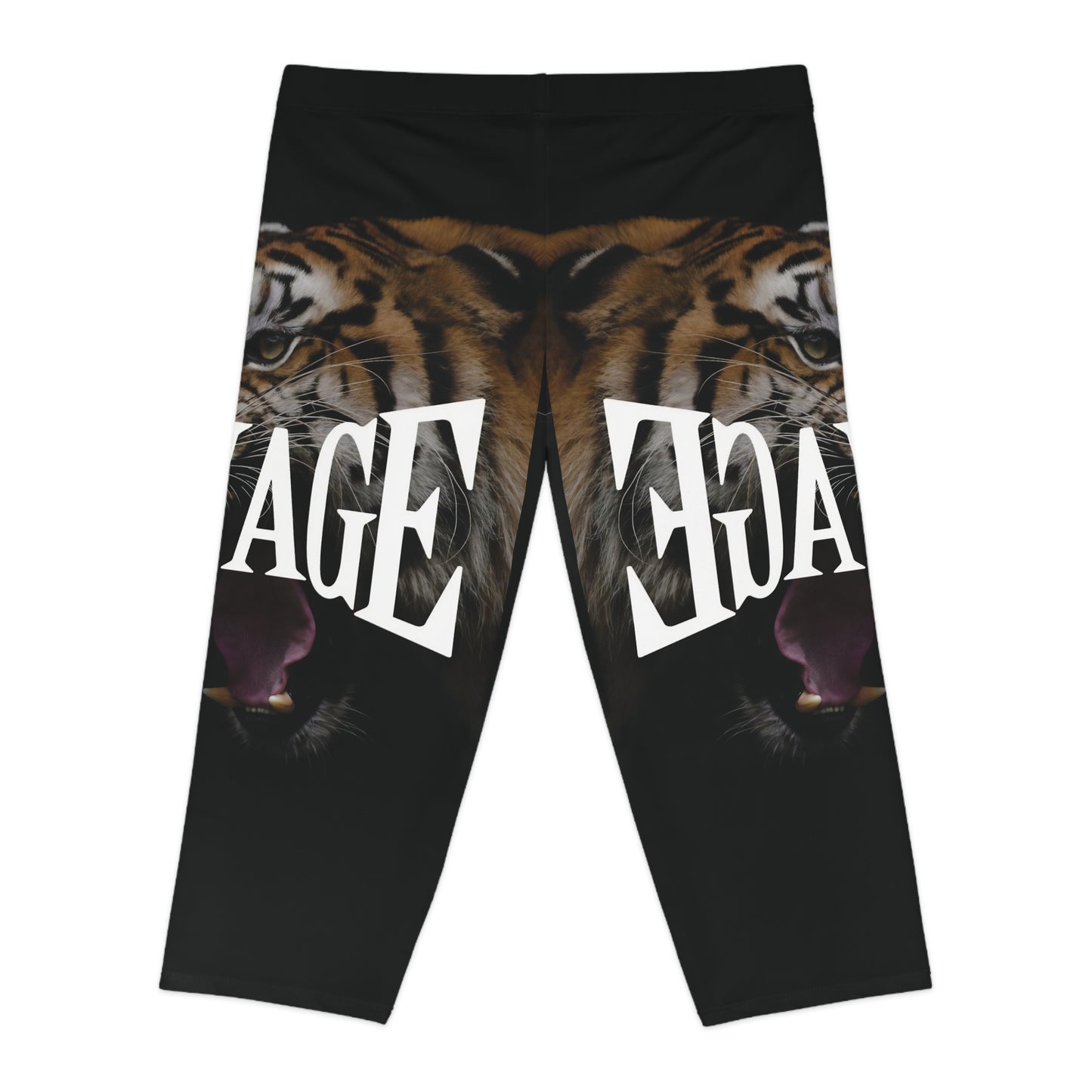 Savage Tiger Print Women's Capri Leggings - Fierce Athleisure Wear