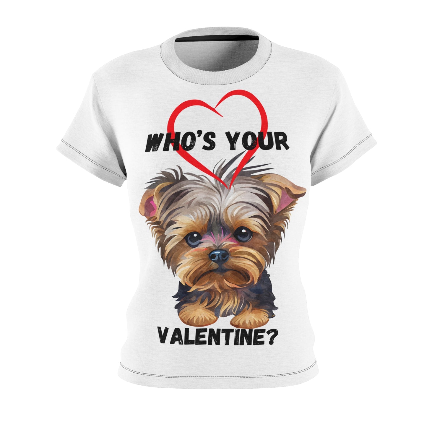 Valentine's Dog Lover Tee - Who's Your Valentine? Cute Women's Cut & Sew T-Shirt