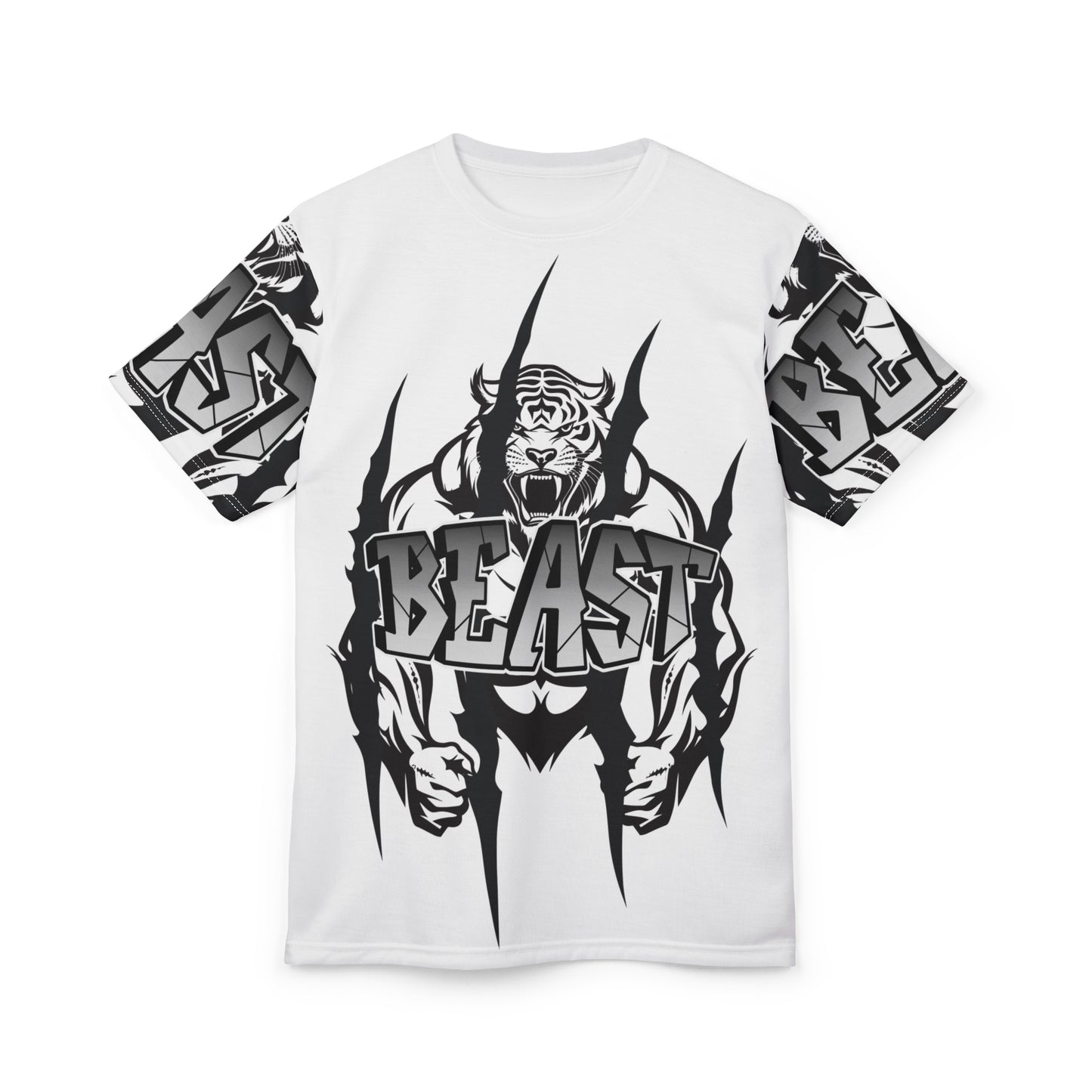 Beast Mode Unisex Cut & Sew Tee - Fierce Tiger Graphic for Fitness Enthusiasts