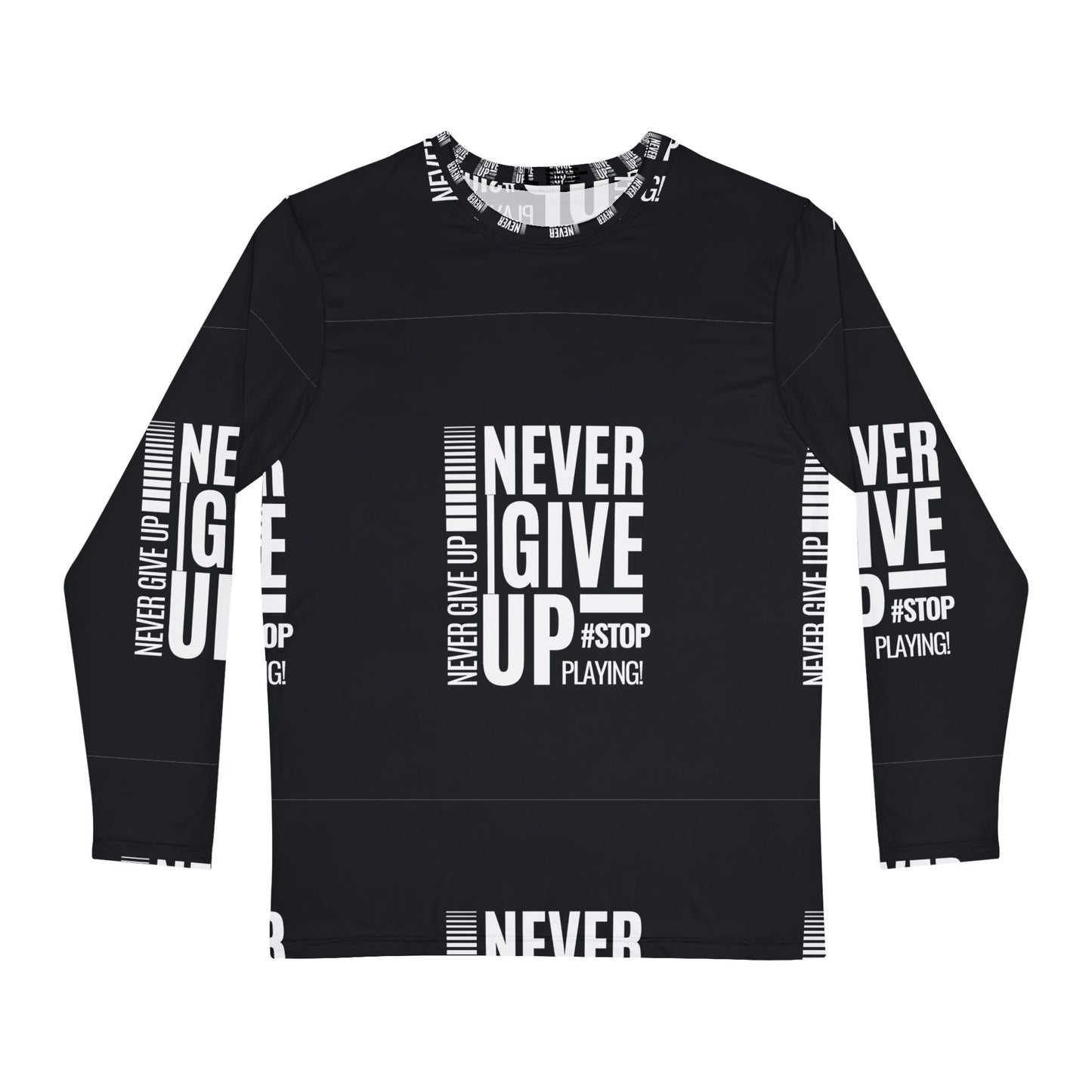 Men's Motivational Long Sleeve Shirt - 'Never Give Up' Fitness Apparel