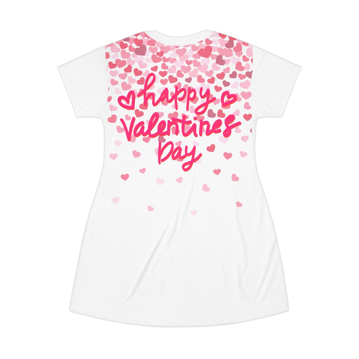 Happy Valentine's Day T-Shirt Dress - Cute Heart Design for Celebration