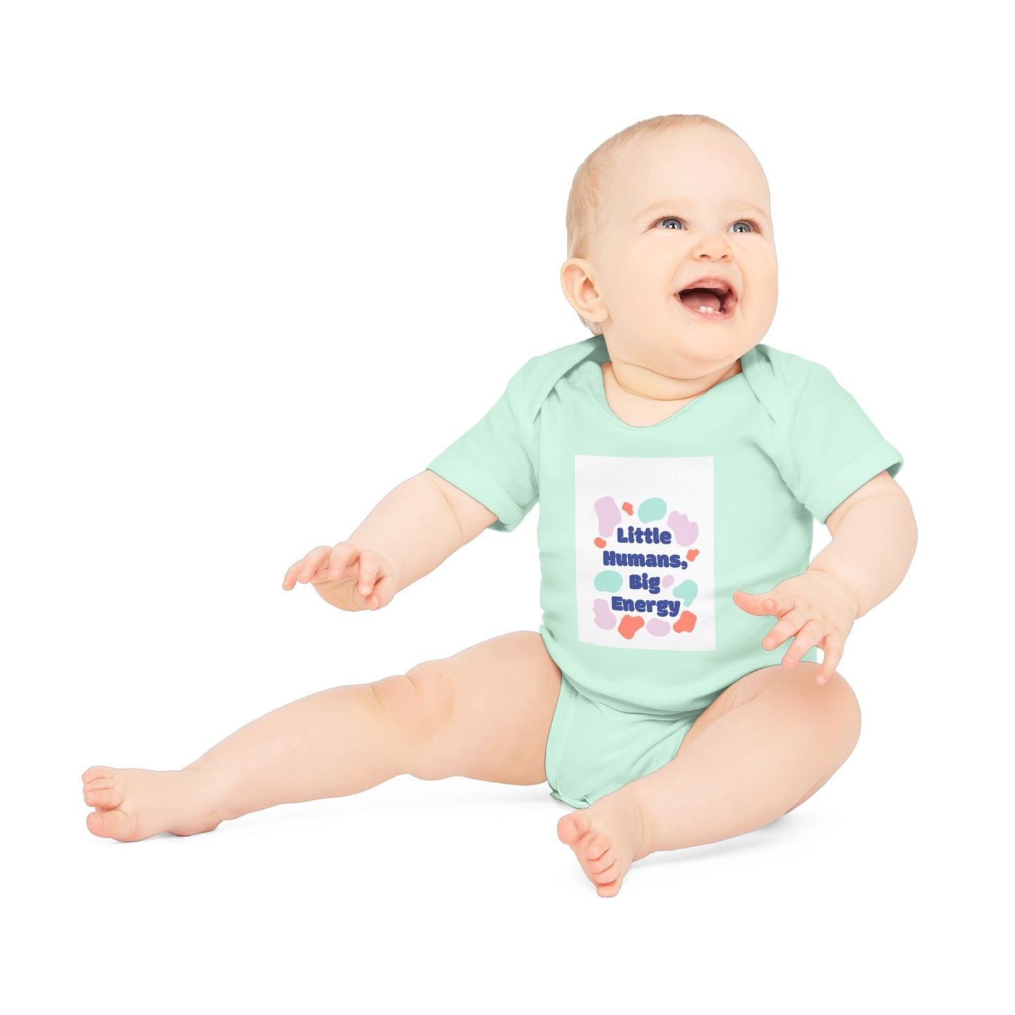 Funny Baby Bodysuit - "Little Humans, Big Energy" - Organic Cotton Short Sleeve