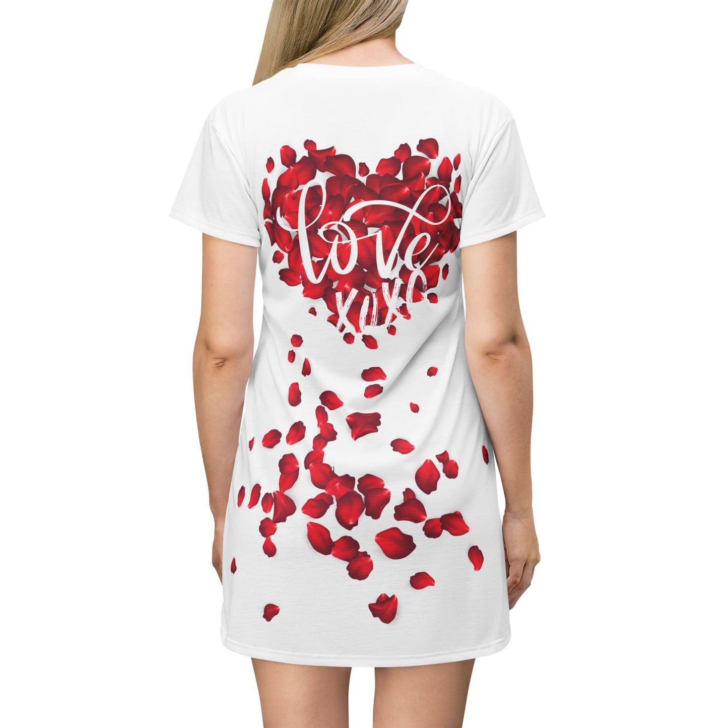 Romantic Love Heart T-Shirt Dress - Perfect for Valentine's Day