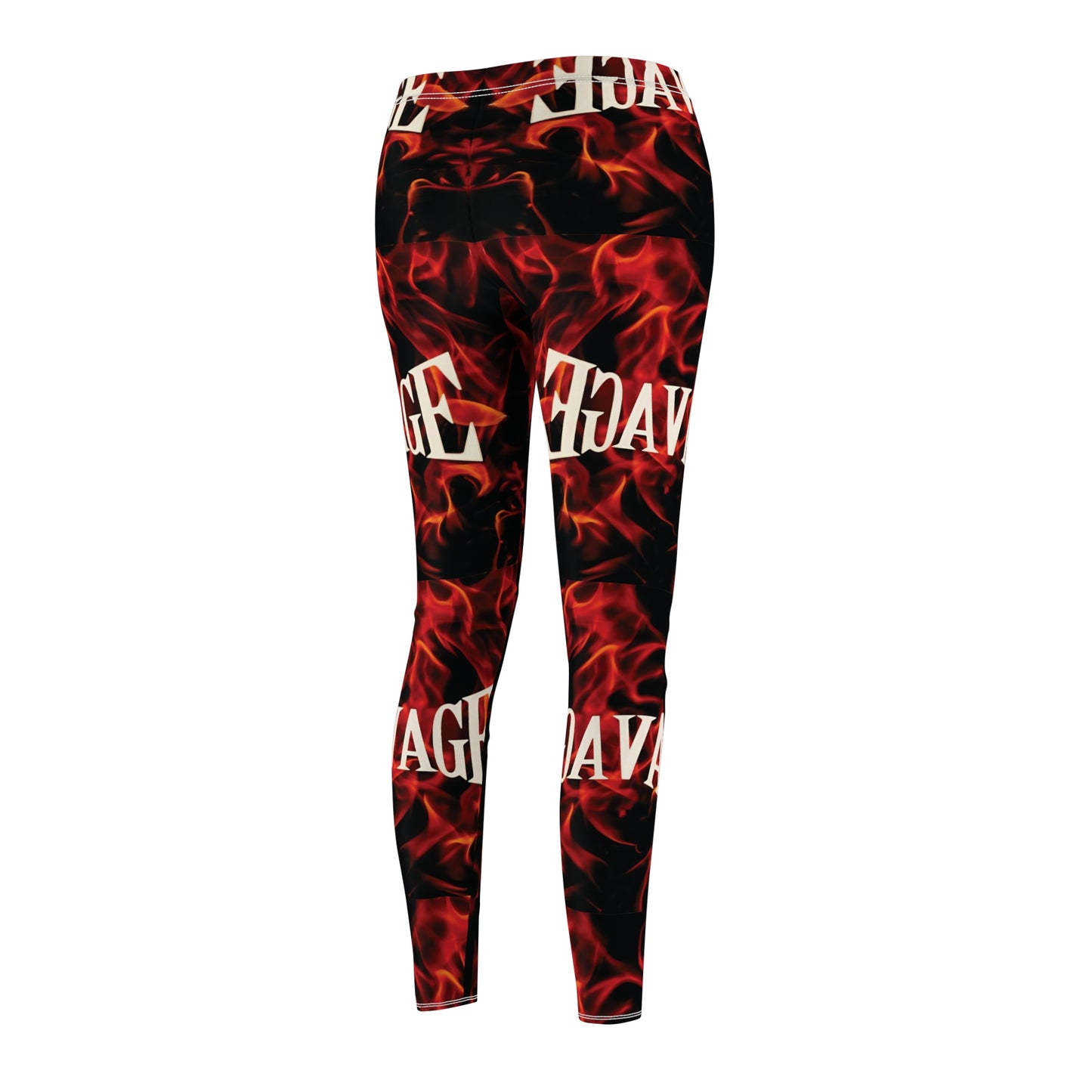 SAVAGE Women's Cut & Sew Casual Leggings - Bold Graphic with Flames