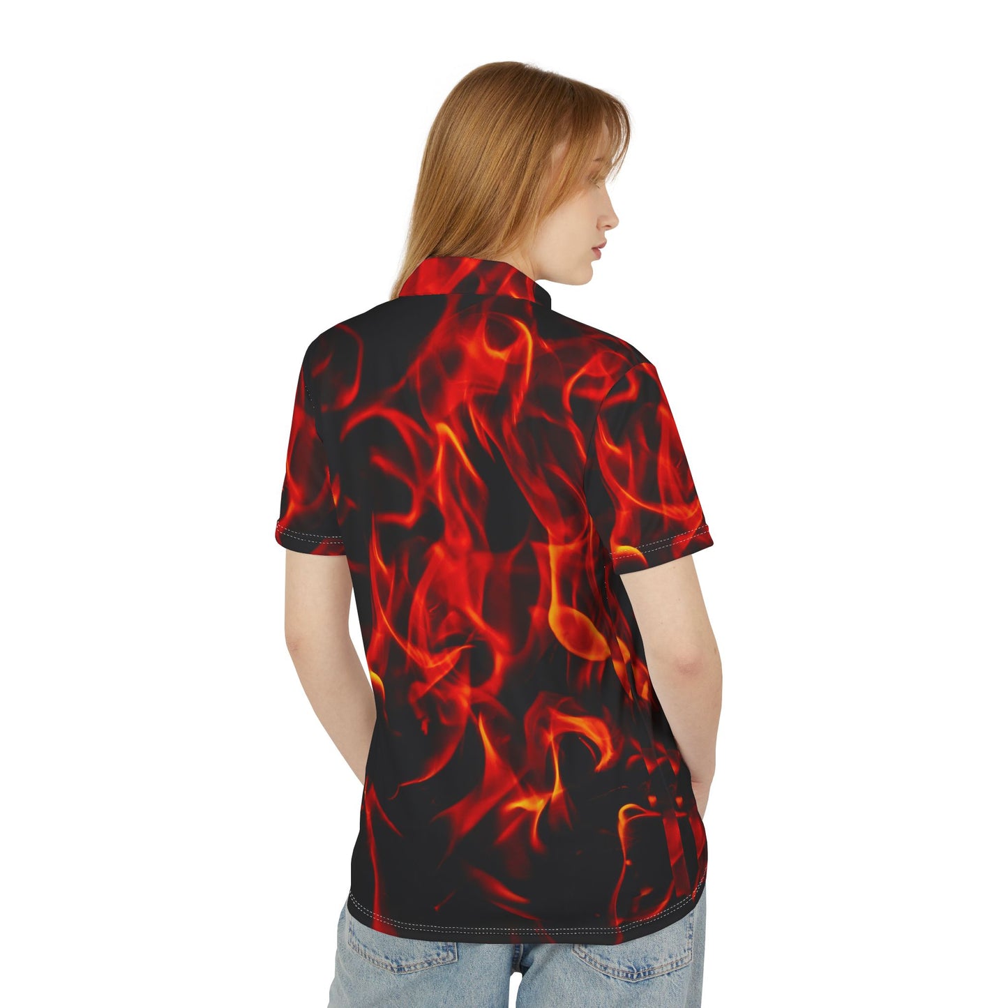 Fire Design Unisex Polo Shirt - Bold & Stylish Casual Wear