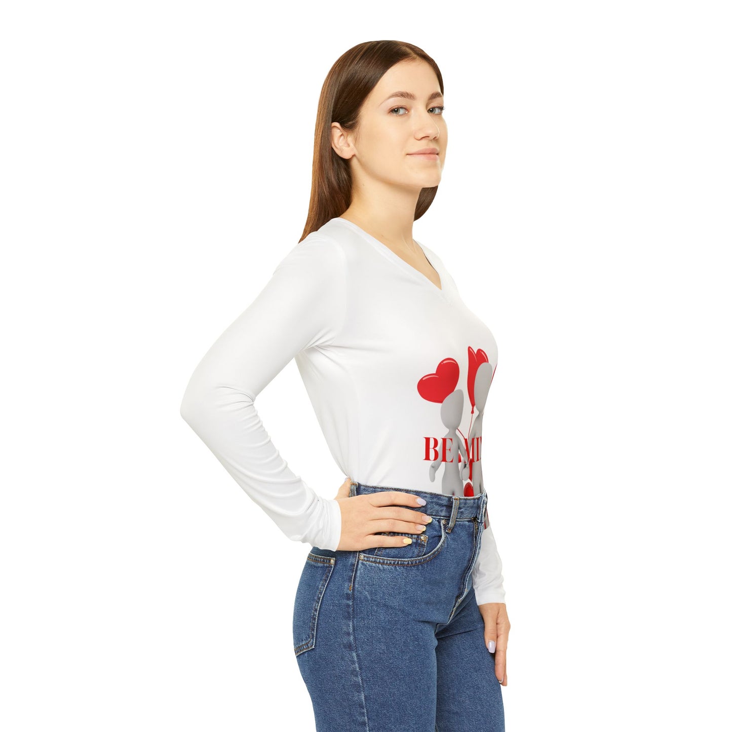 Valentine's Day 'Be Mine' Women's Long Sleeve V-Neck Shirt