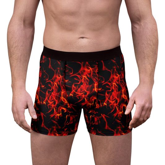 Black Flame Men's Boxer Briefs - Fiery Flame Print Comfortable Underwear