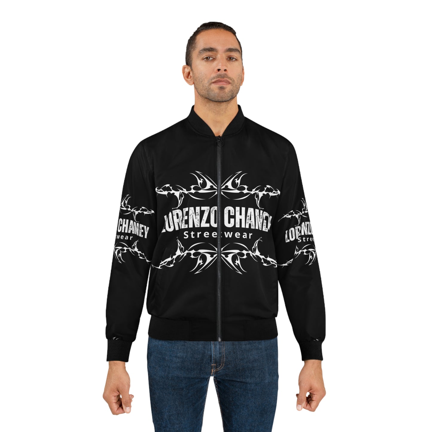 Lorenzo Chaney Streetwear Men's Bomber Jacket - Bold Graphic Design, Urban Style