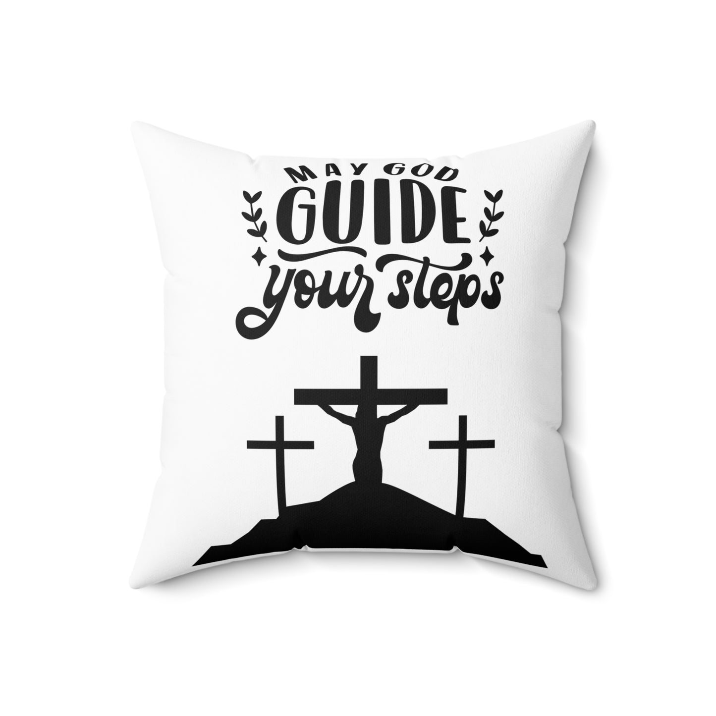 Inspirational Christian Square Pillow - 'May God Guide Your Steps'