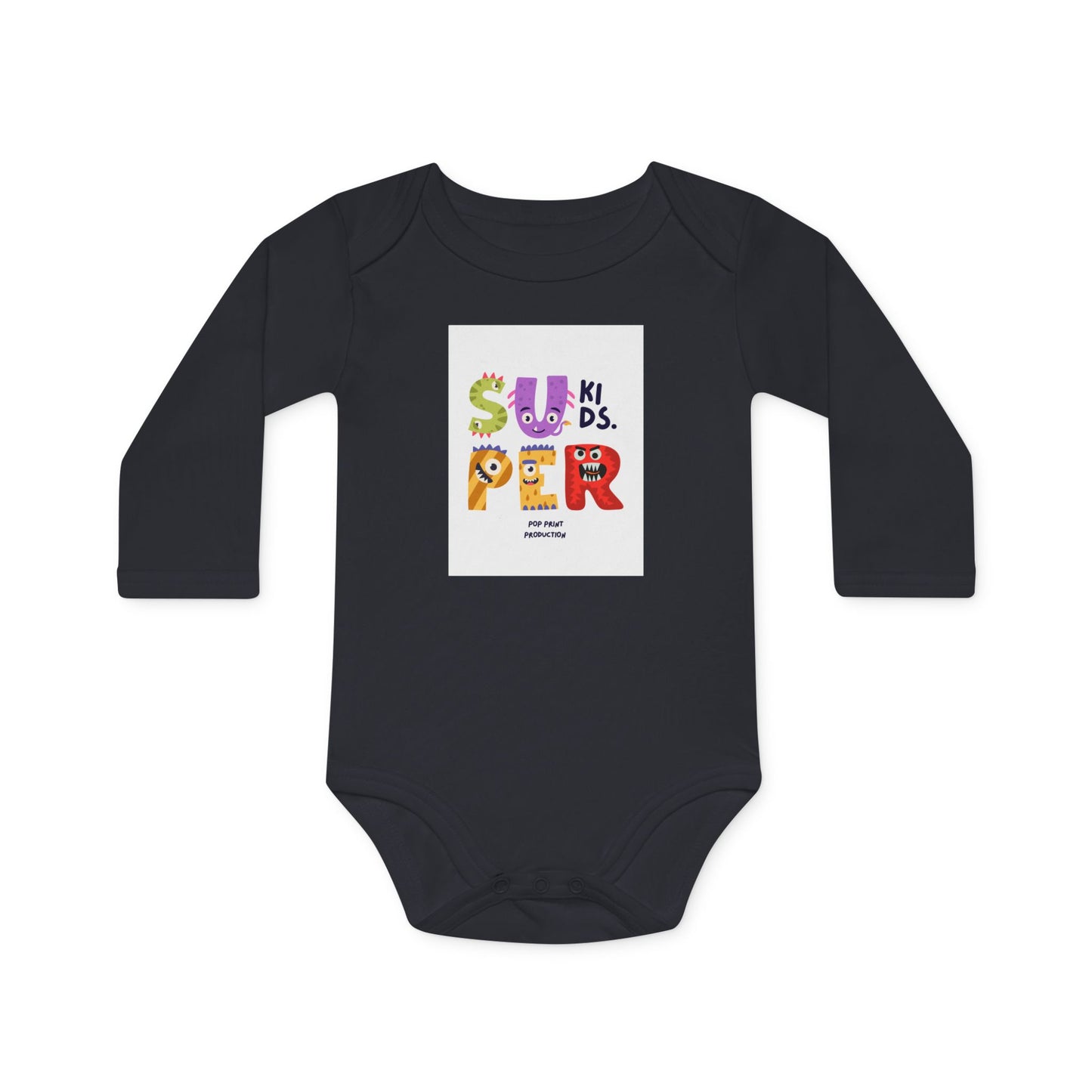 Super Kids Long-Sleeve Organic Baby Bodysuit - Cute & Colorful Design for Infants