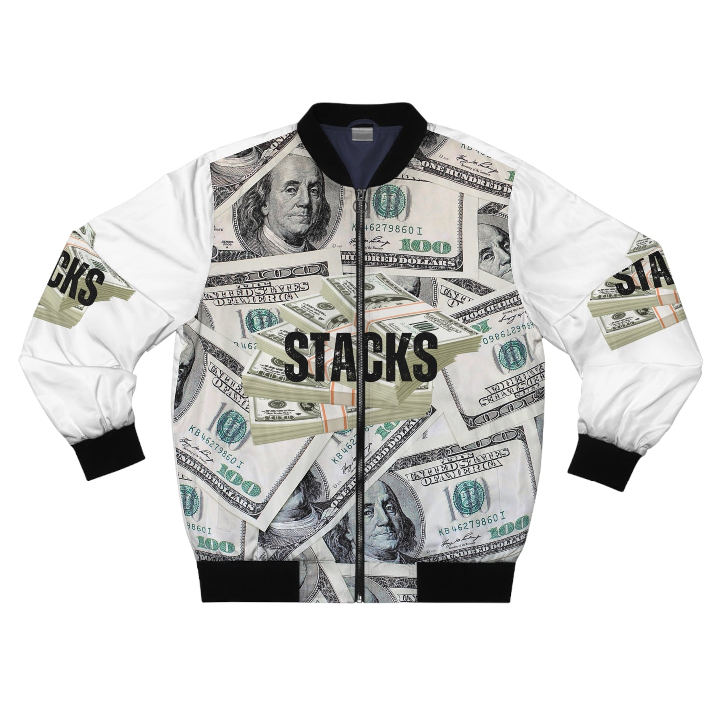 Stylish 'Stacks' Men's Bomber Jacket - Trendy Streetwear for Fashion Enthusiasts