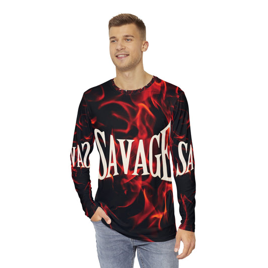 Savage Flame Long Sleeve Shirt - Bold Flame Design for Trendsetters