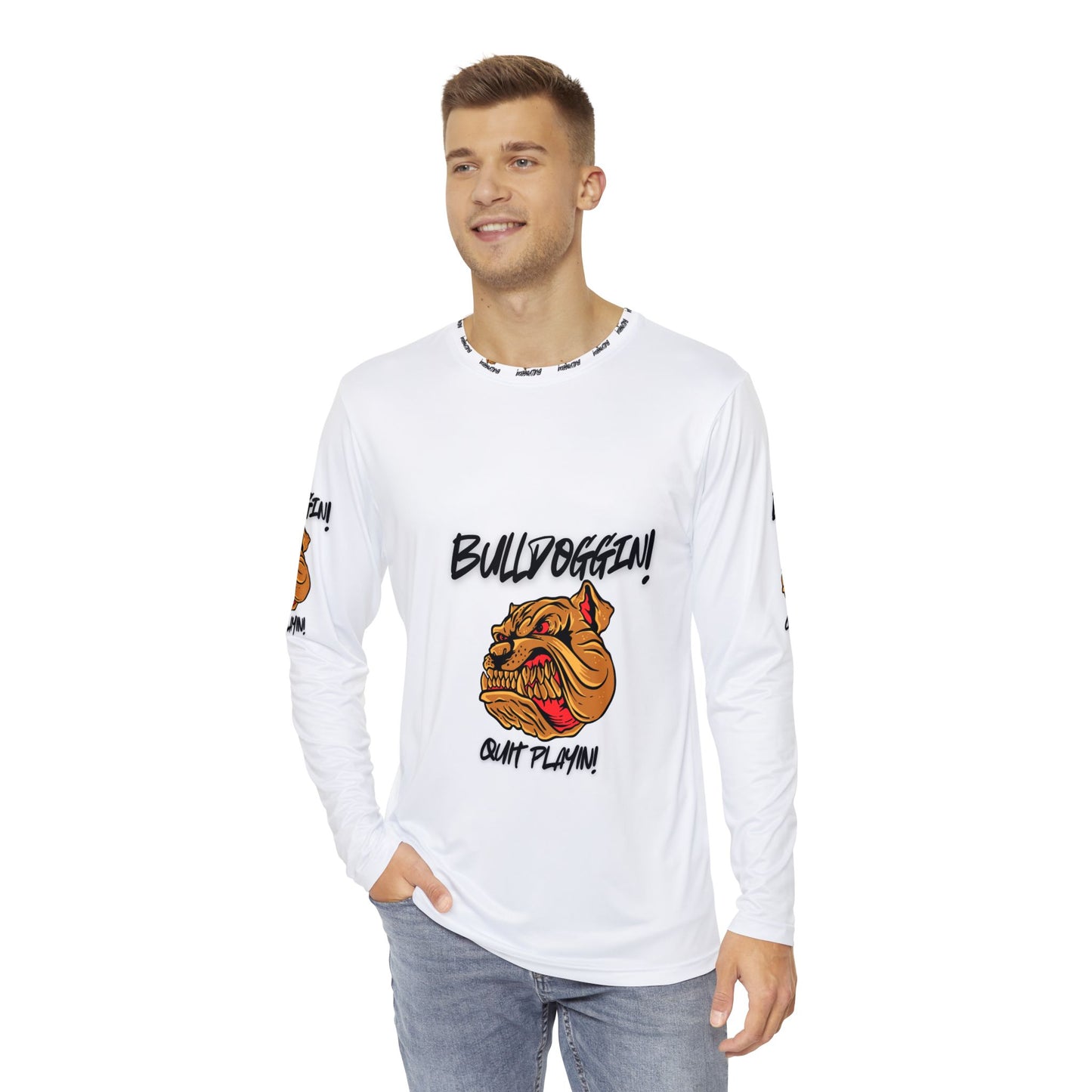 Bulldoggin' Men's Long Sleeve Shirt - Bold Graphic Tee for Dog Lovers