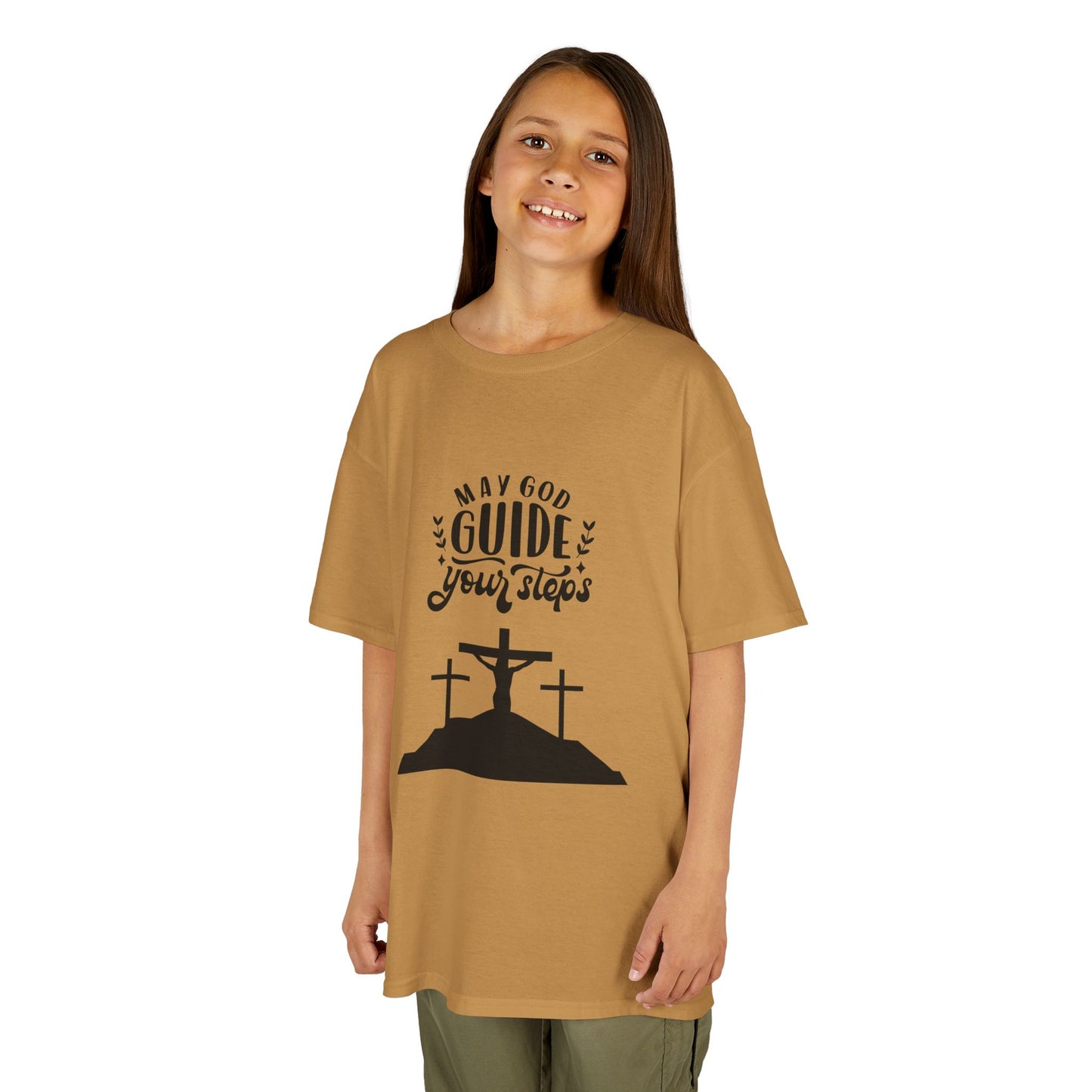 Kids Heavy Cotton™ Tee - "May God Guide Your Steps" Inspirational Shirt