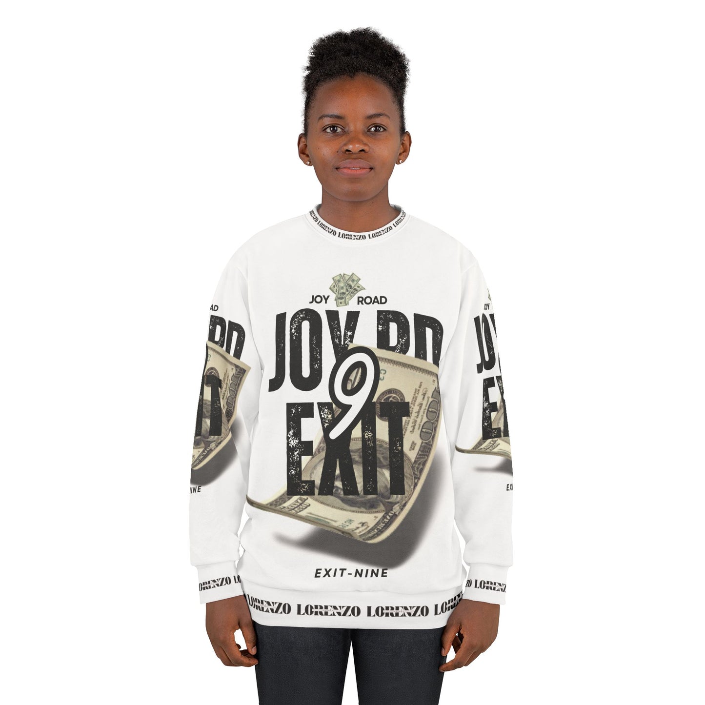 Stylish Unisex Money-Inspired Sweatshirt - Joy Road Exit Nine