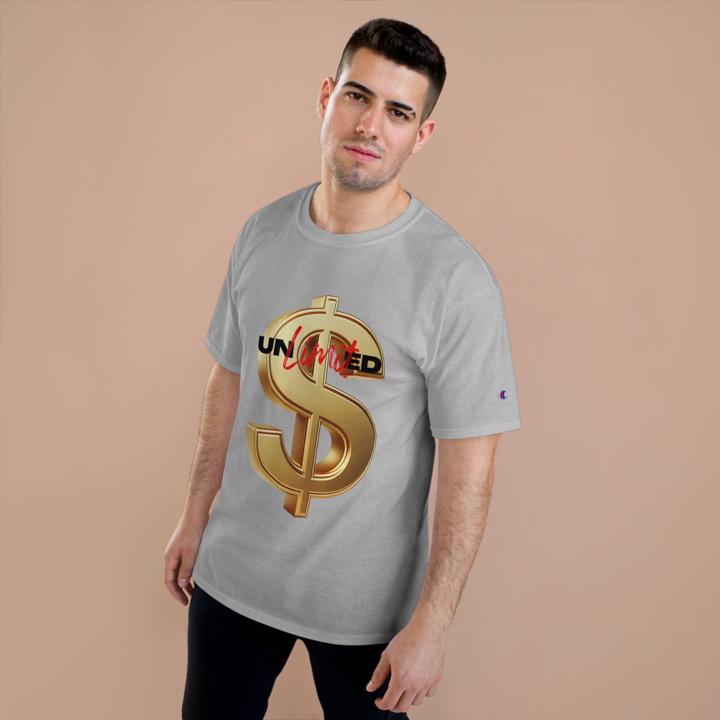 Limited Edition Champion T-Shirt - Gold Dollar Sign & 'Unlimited' Print