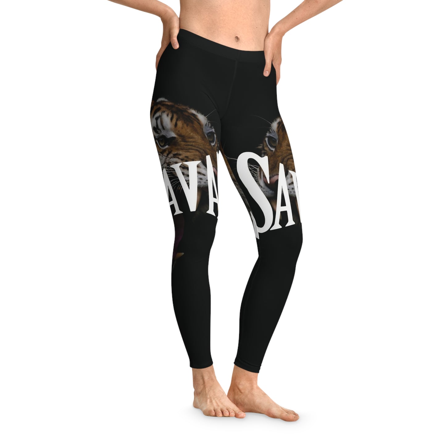 Wildlife-Inspired Stretchy Leggings with Tiger Design