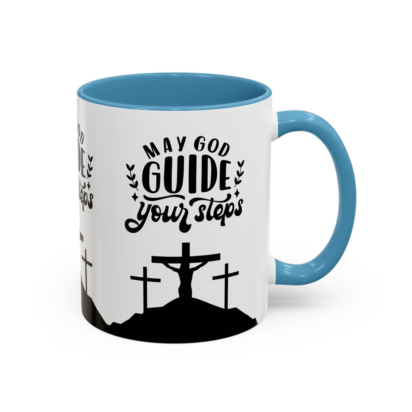 Inspirational Accent Coffee Mug - "May God Guide Your Steps" - Perfect for Faith & Hope