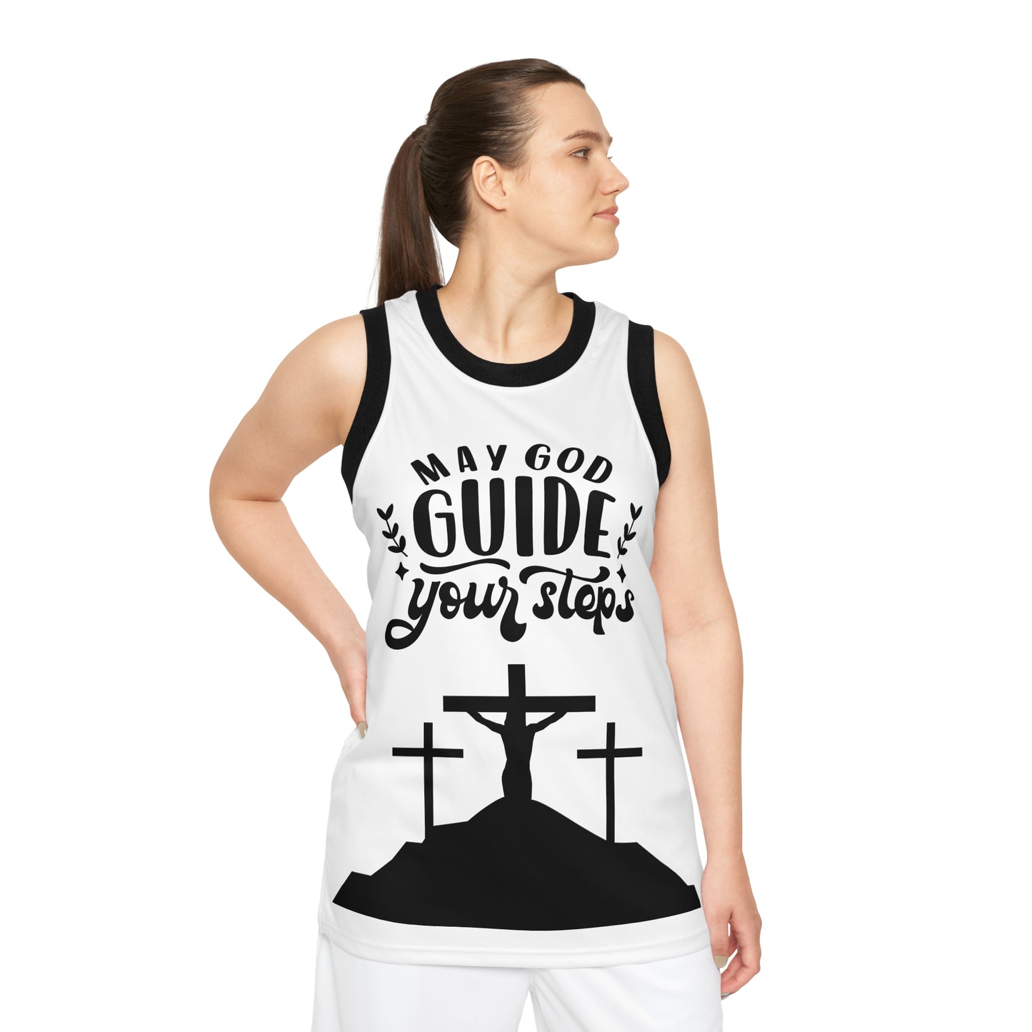 Inspirational Unisex Basketball Jersey - 'May God Guide Your Steps' Design