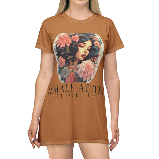 Feminine Floral T-Shirt Dress - Female Attire Inspired