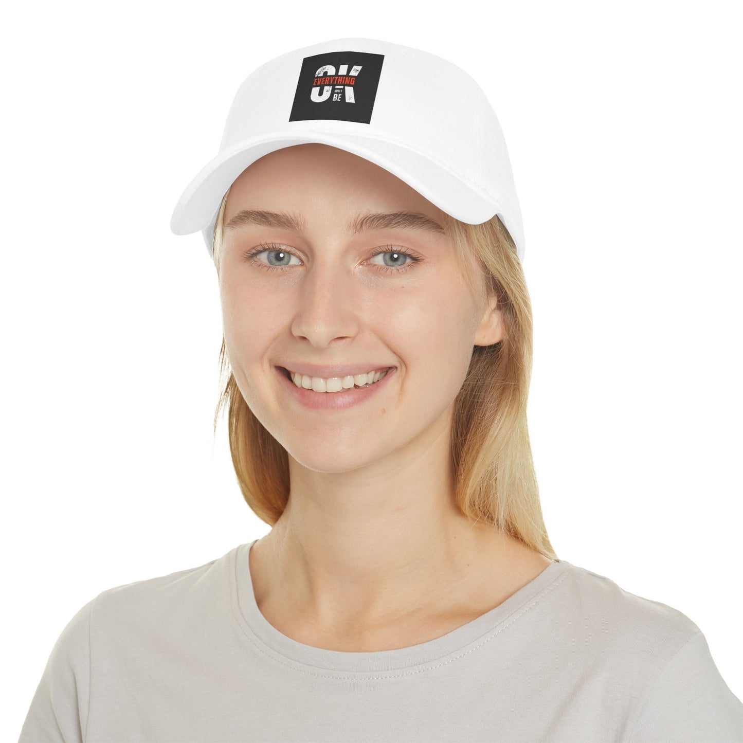 Everything Will Be OK Low Profile Baseball Cap - Positive Vibe, Adjustable Red Hat