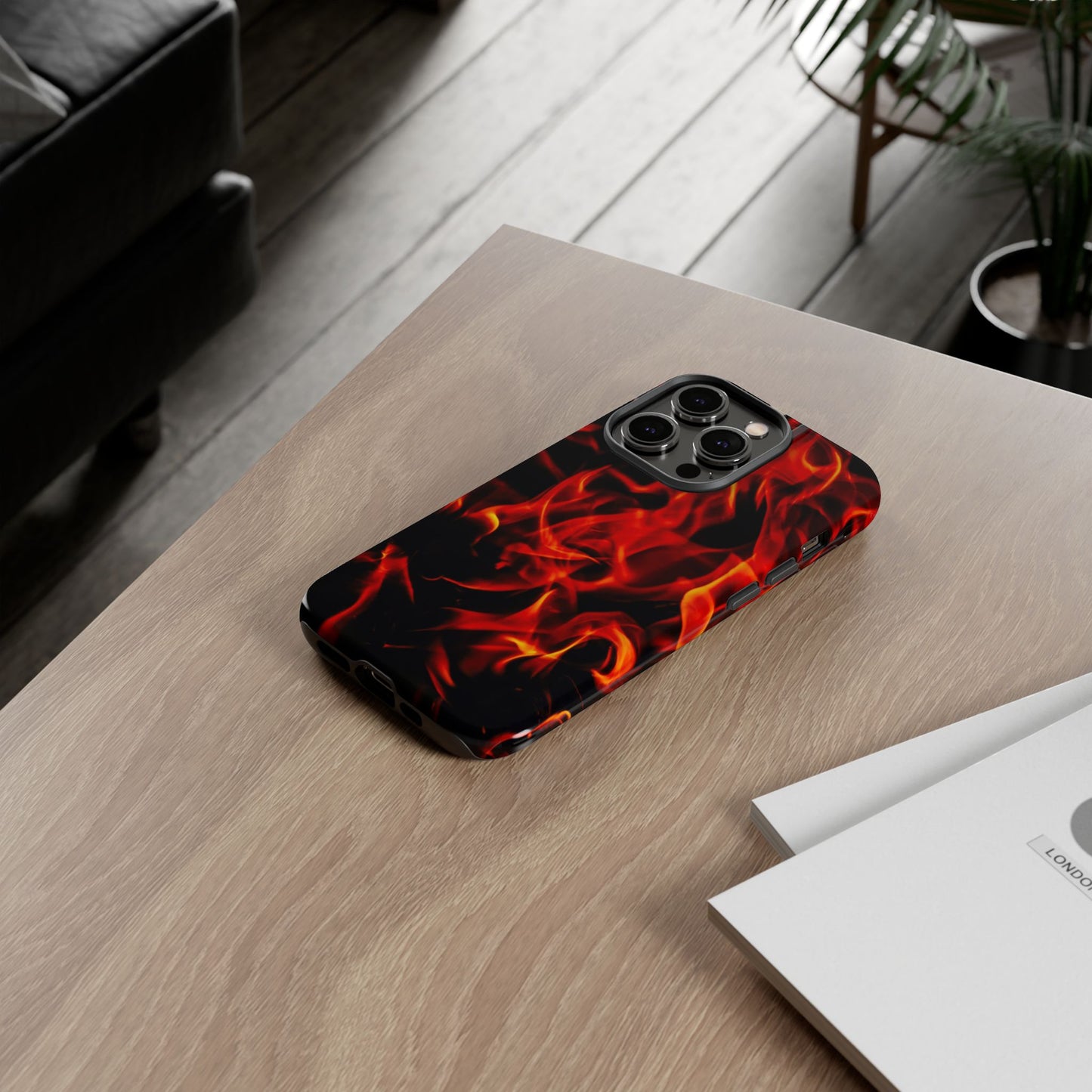 Fire Design Tough Phone Case - Bold Protection with Fiery Vibes