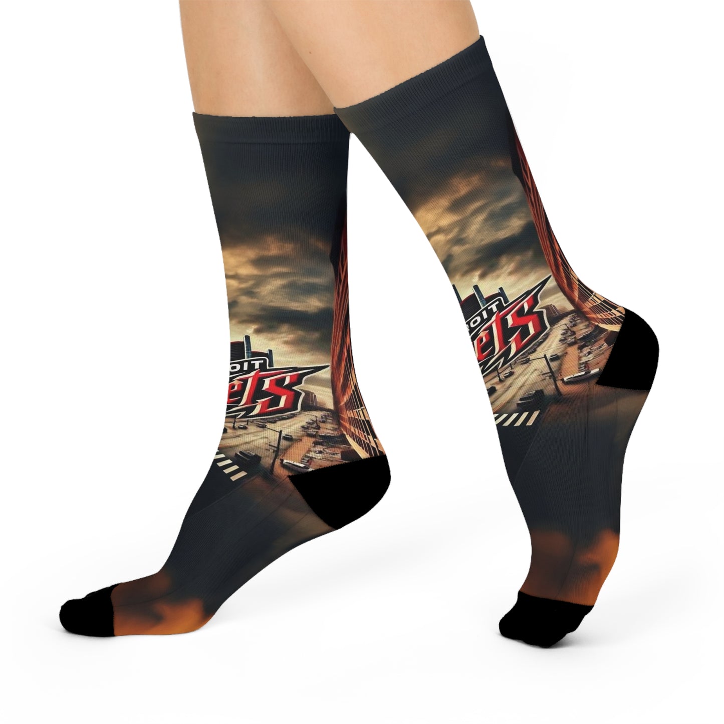 Detroit Streets Cushioned Crew Socks - Stylish Fashion for Streetwear Lovers